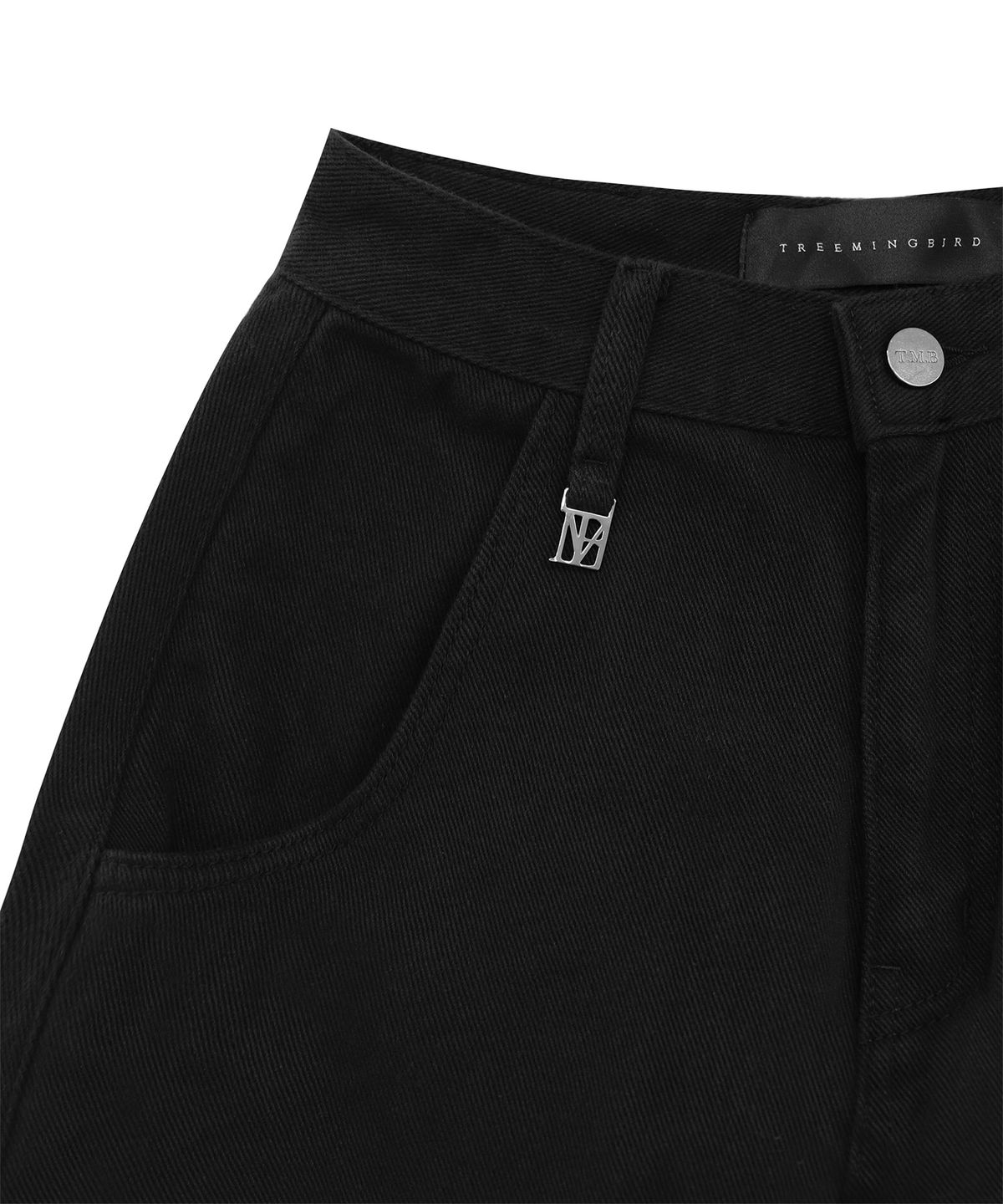 트리밍버드(TREEMINGBIRD) Knee Slit Wide Pants [ Black ]
