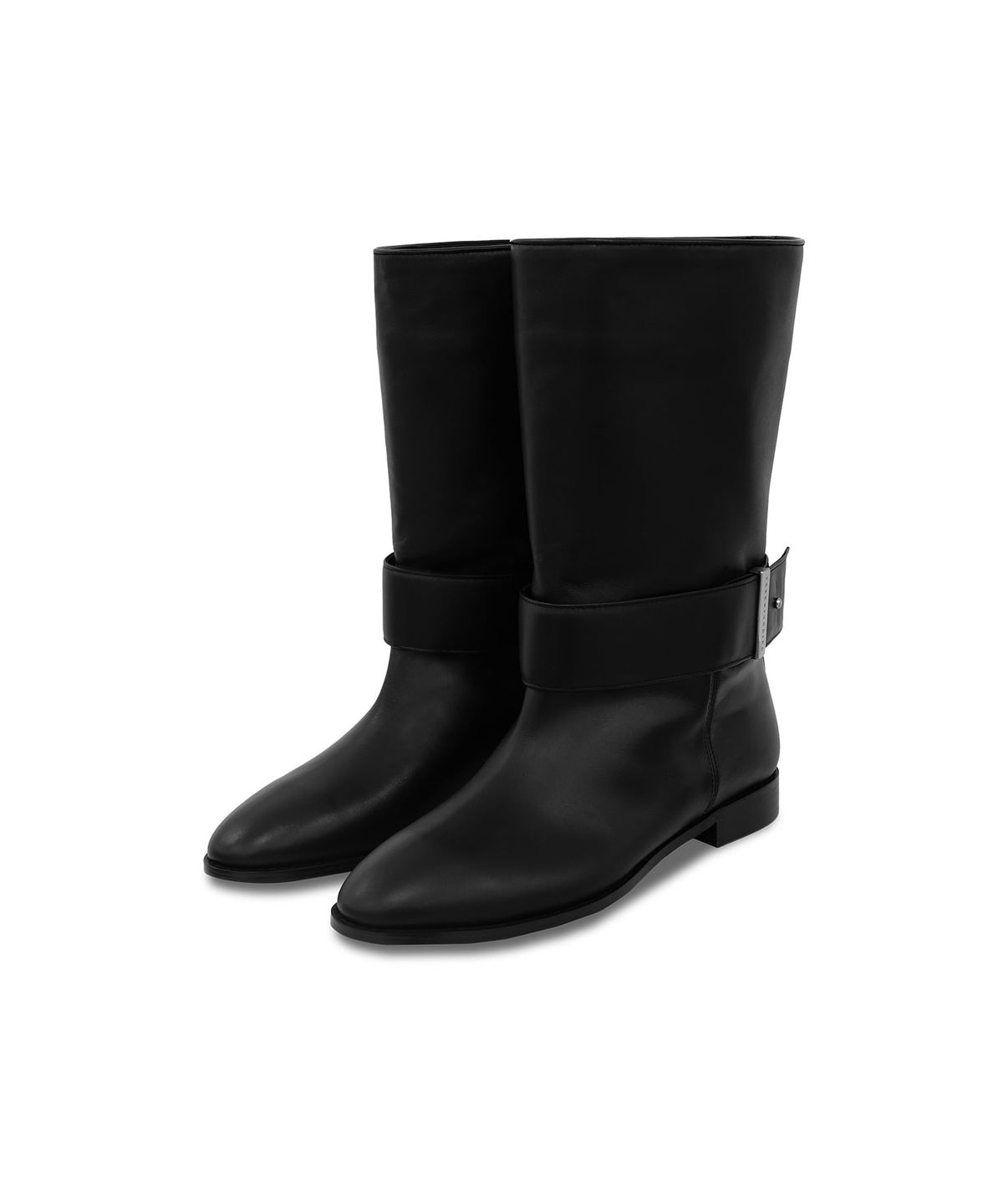 트리밍버드(TREEMINGBIRD) HANDMADE) Cowhide Belted Middle Boots [ Black ]