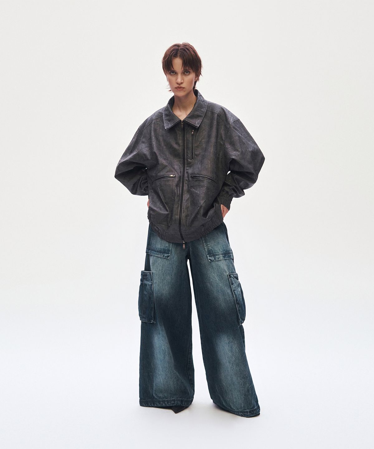 트리밍버드(TREEMINGBIRD) Denim Cargo Pants [ Deep Blue ]
