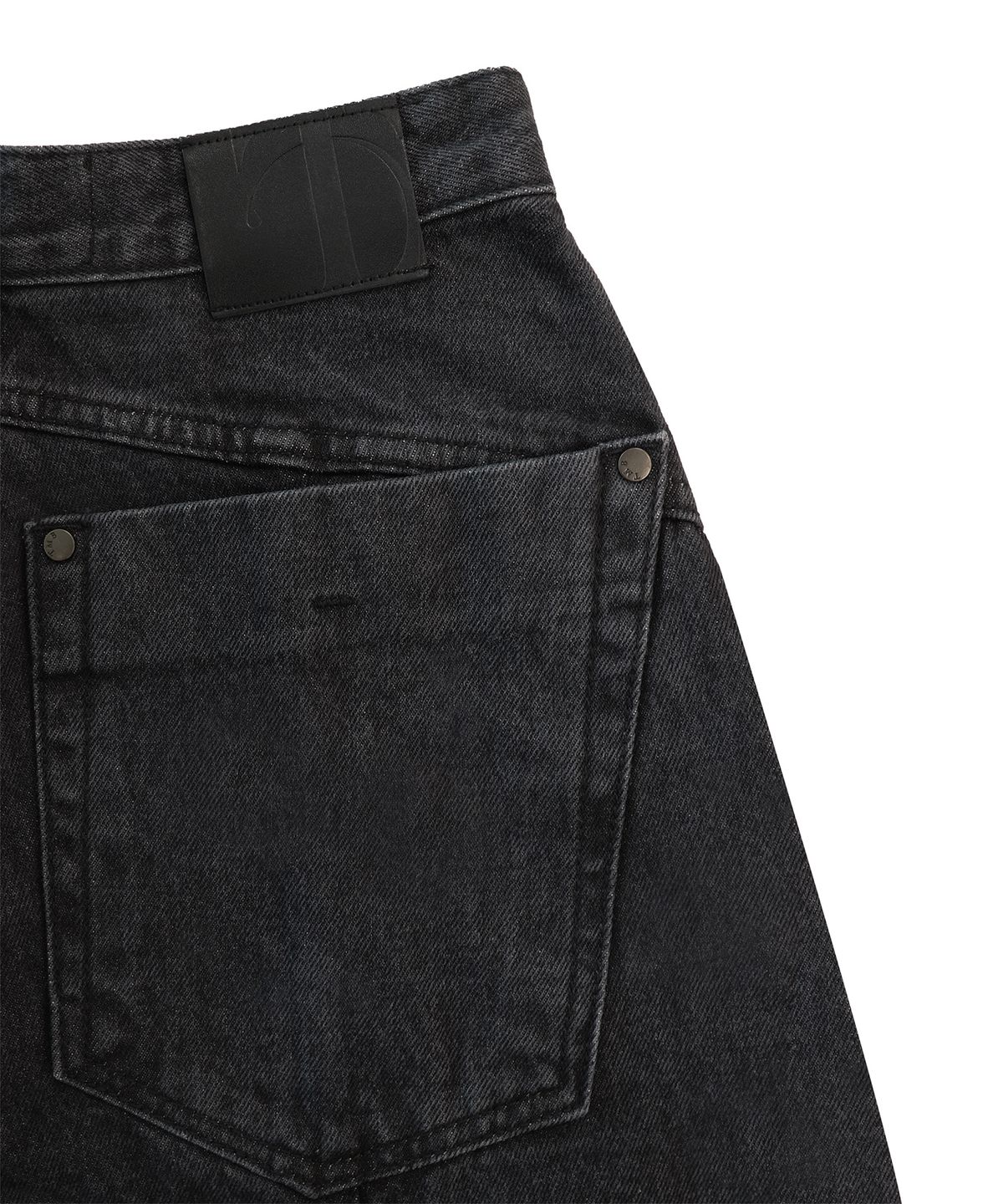 트리밍버드(TREEMINGBIRD) Incision Denim Set-up Skirt [ Black ]
