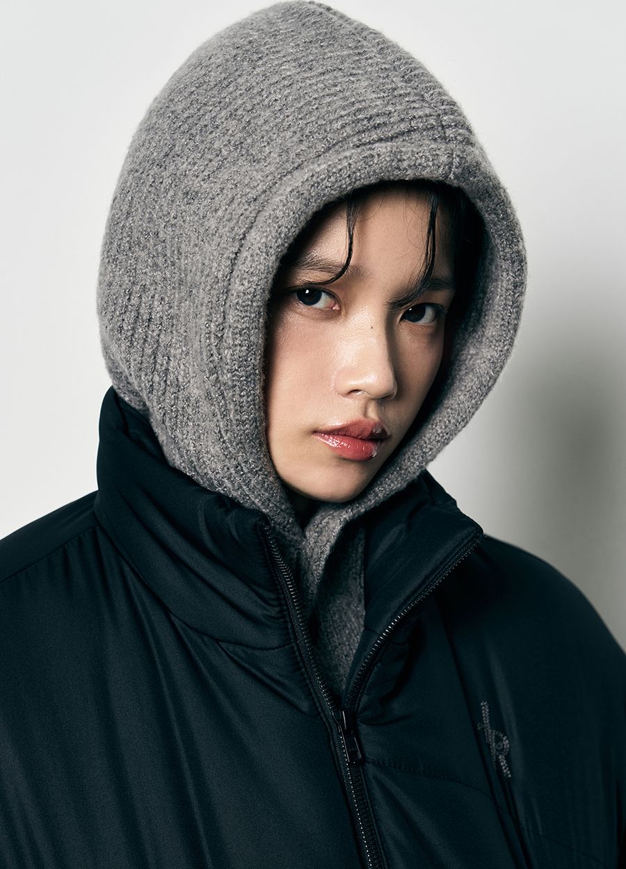 【未使用・タグ付】wool cashmere バラクラバ/グレー MUSINSA公式 | LEATHERY Relaxed knit balaclava [CLOUD GRAY]