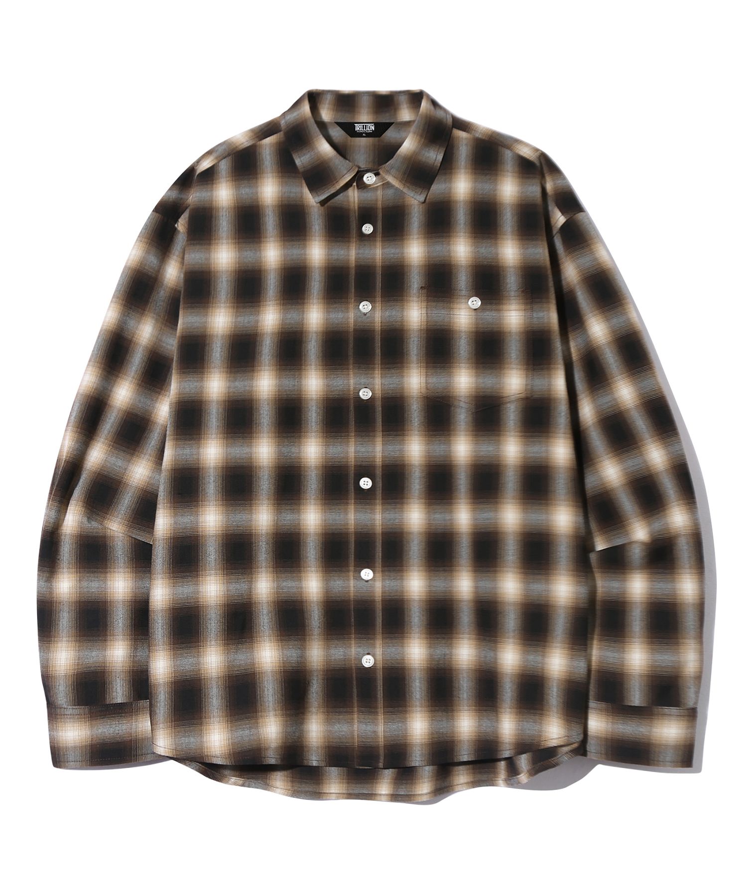 MUSINSA | TRILLION One Pocket Ombre Check Shirt (CINNAMON BROWN)
