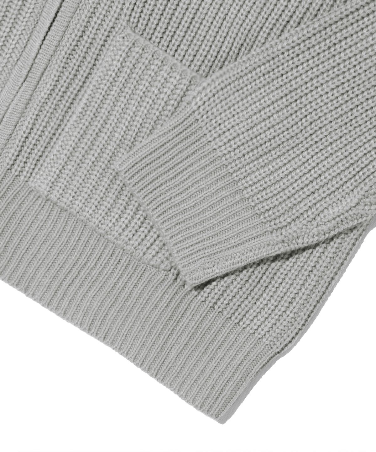트릴리온(TRILLION) 워셔블 라운드넥 하찌 집업 니트 (LIGHT GRAY)