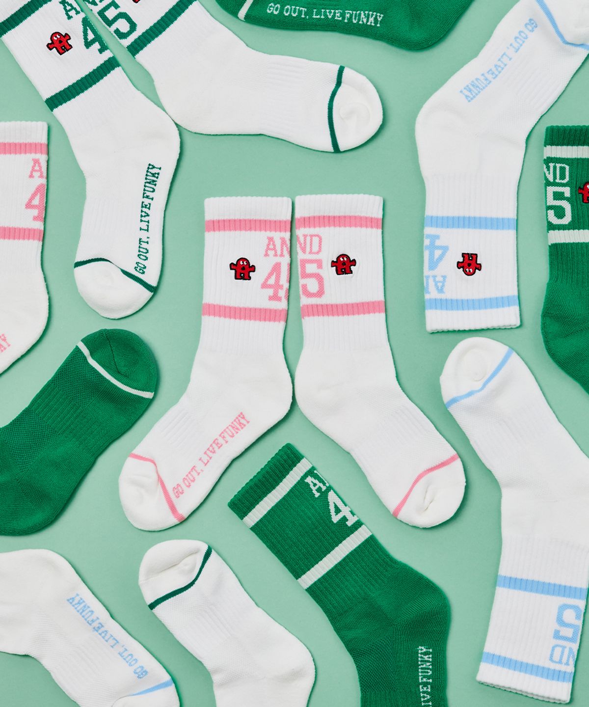 앤드 골프(AND GOLF) AND45 Crew Socks Green