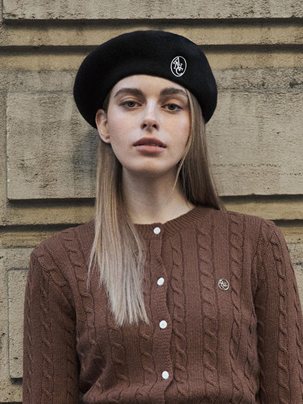 아노에틱(ANOETIC) ANC CLASSIC LOGO WOOL BERET_BLACK