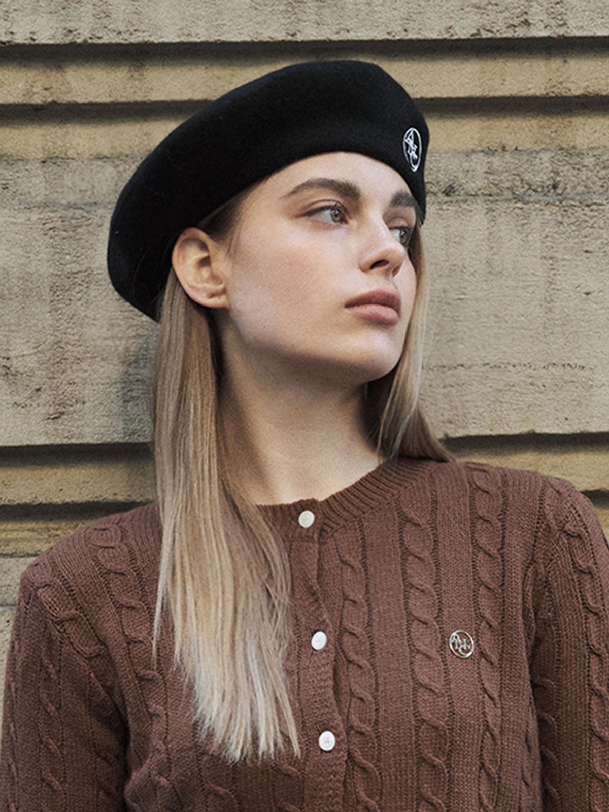 아노에틱(ANOETIC) ANC CLASSIC LOGO WOOL BERET_BLACK