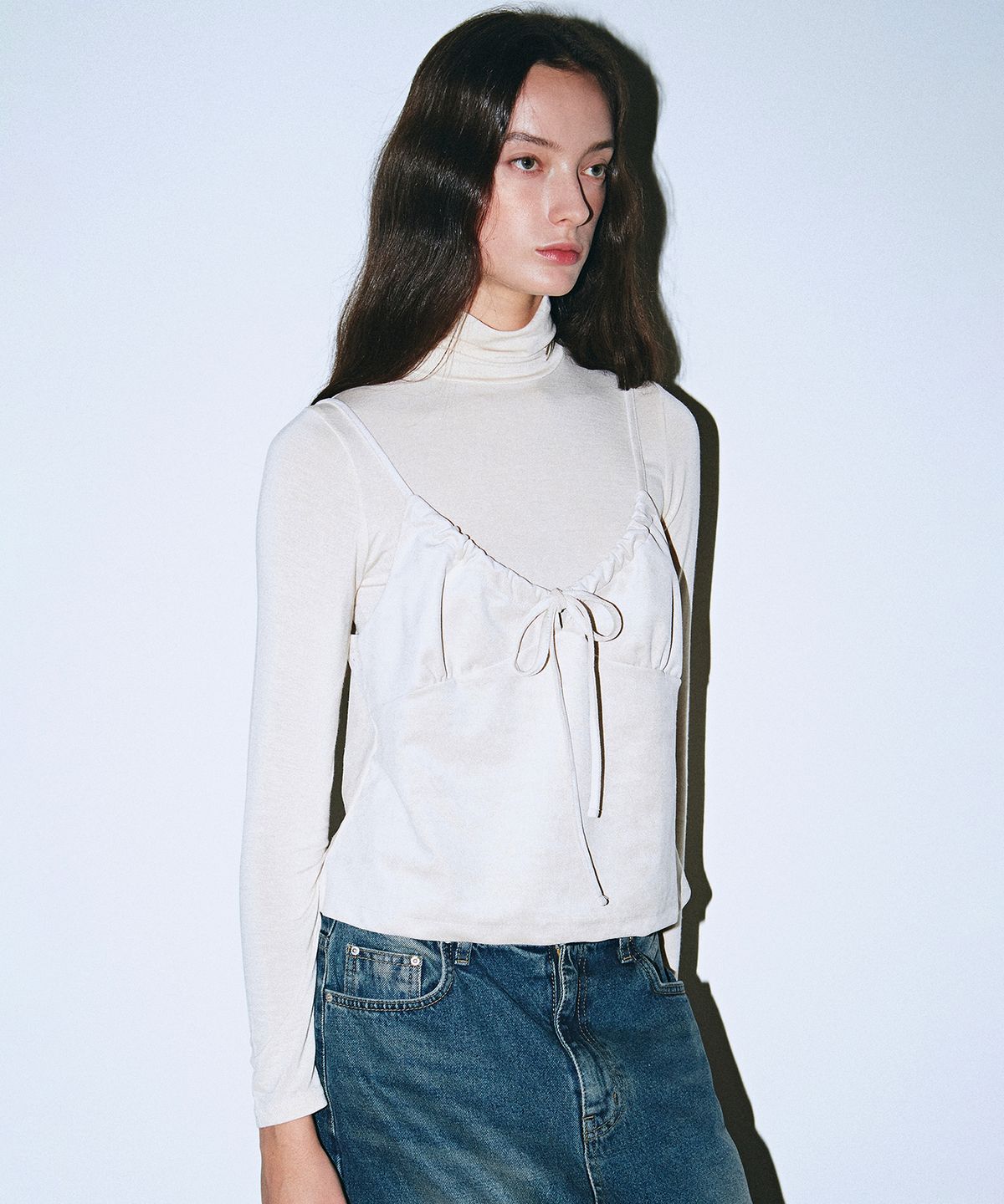 닉앤니콜(NICK&NICOLE) SUEDE BUSTIER STRING TOP_CREAM BEIGE