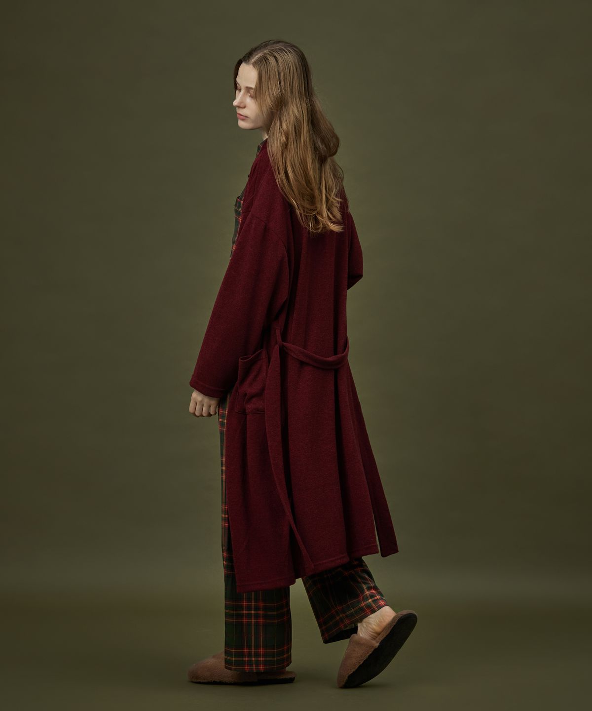 아템포(ATEMPO) CLASSIC KNIT LONG ROBE_deep red (women)