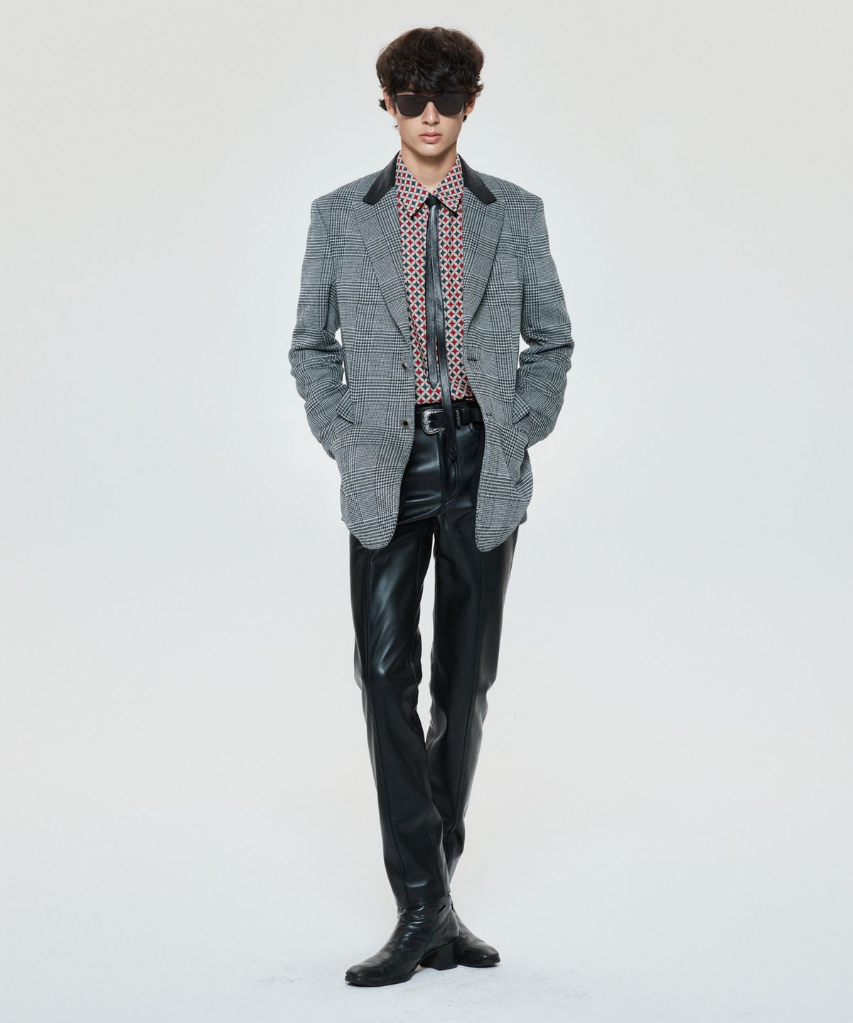 언티지(UNTAGE) 울 하운드투스 체크 블레이저(UNISEX)_UTH-FB91