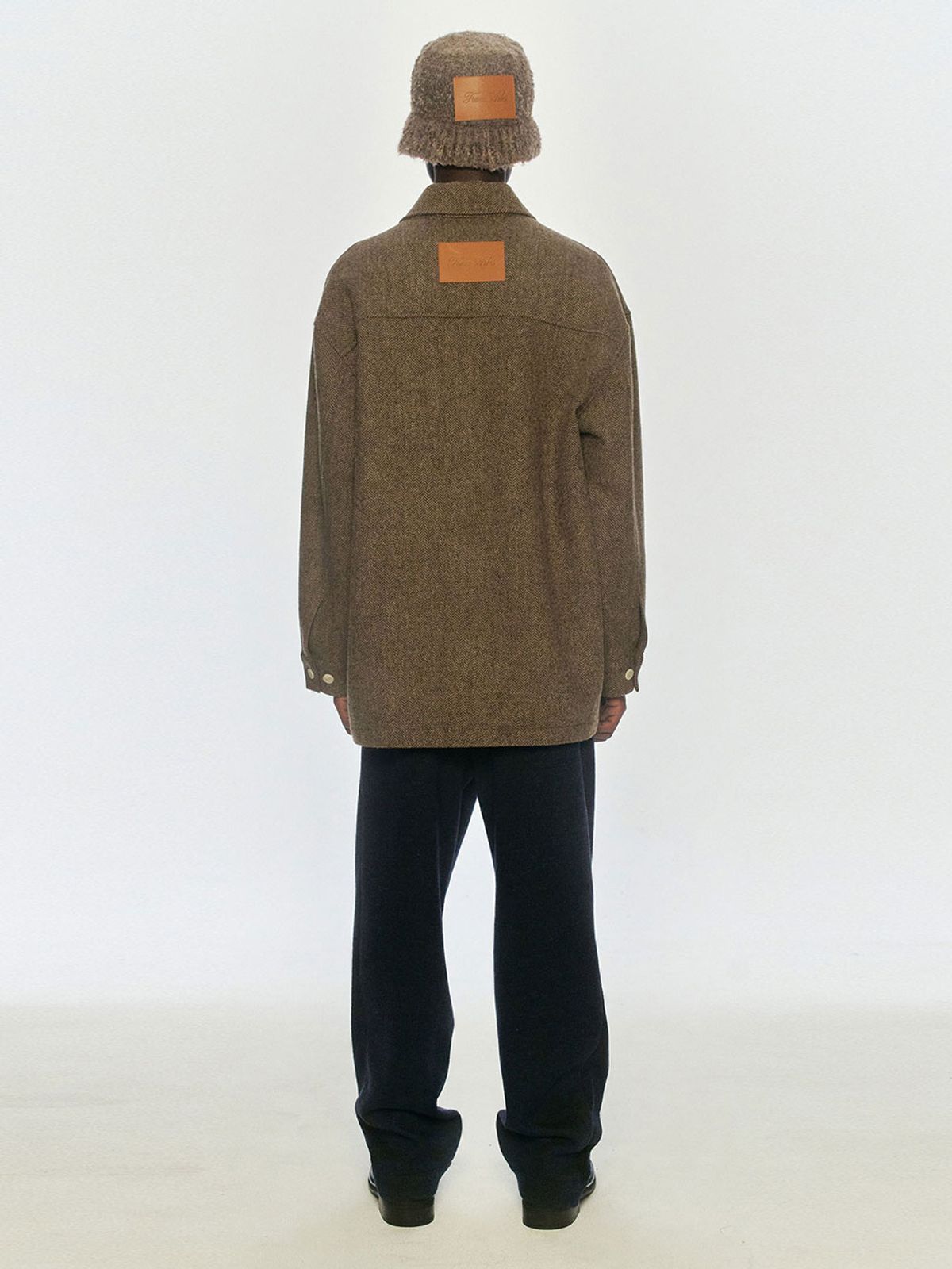 프롬아를(FROM ARLES) 세르파 헤링본 울 셔츠 자켓 / BROWN