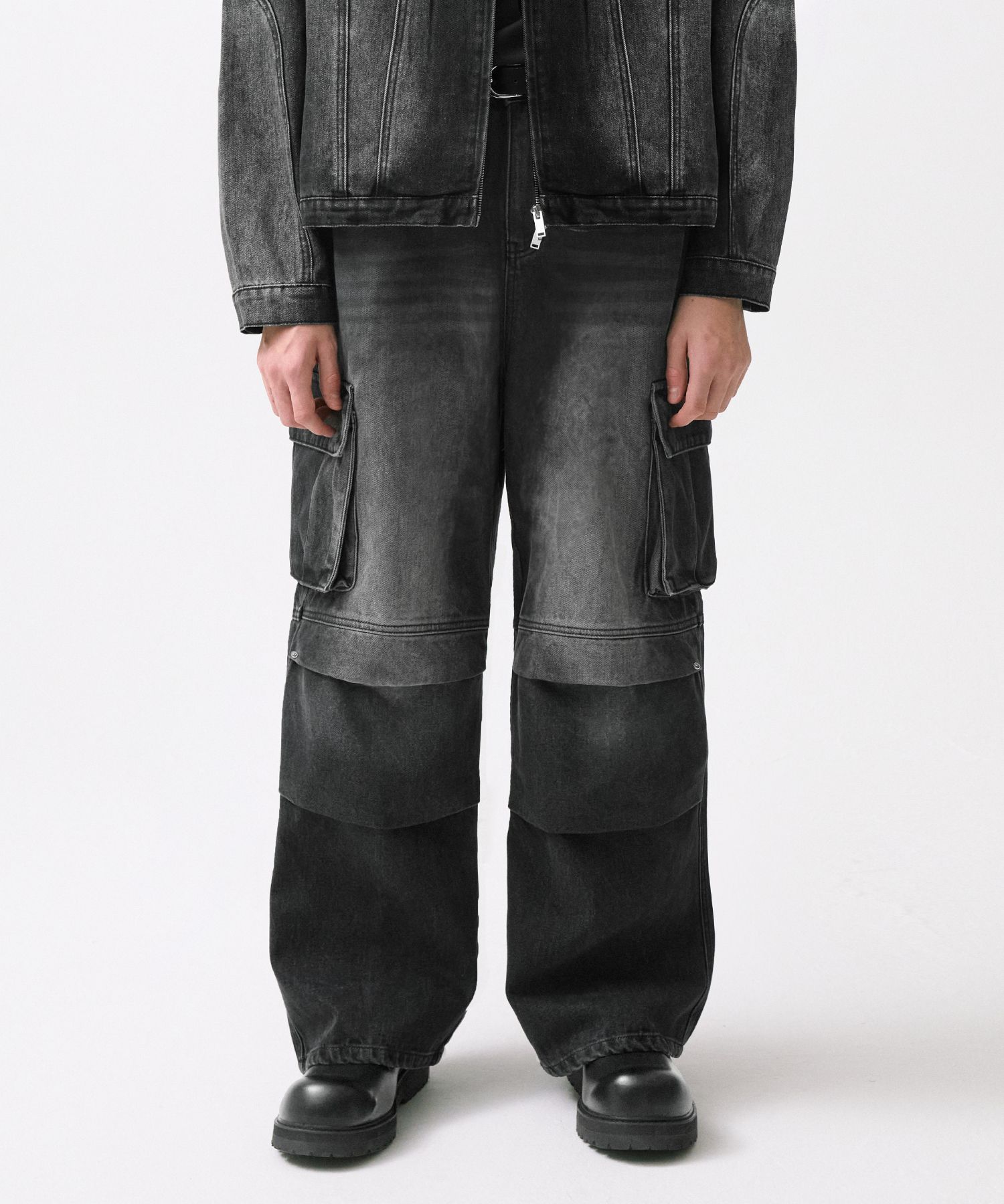★MUSINSA STANDARD★ Denim parachute cargo pants washed blac MUSINSA | MUSINSA STANDARD Denim Parachute Cargo Pants