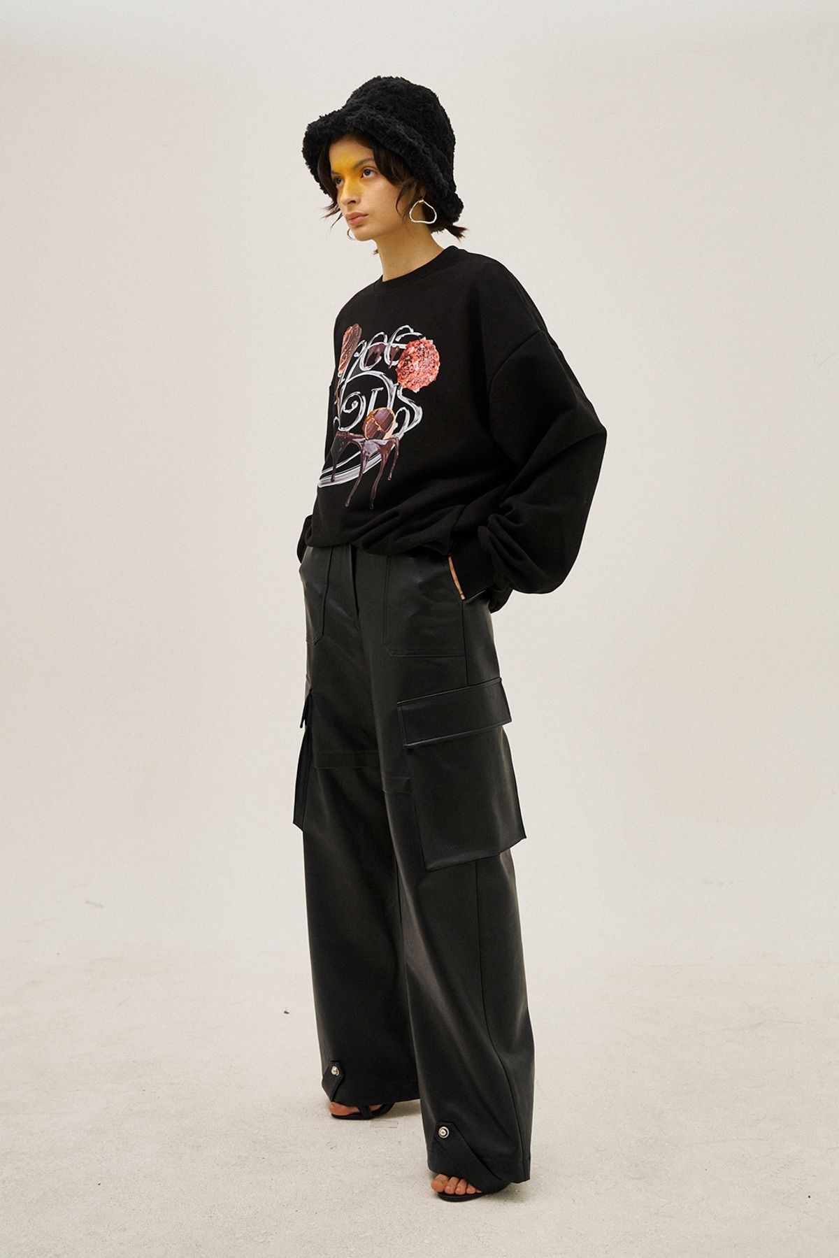 그리디어스(GREEDILOUS) Wide Leather Combat Pants