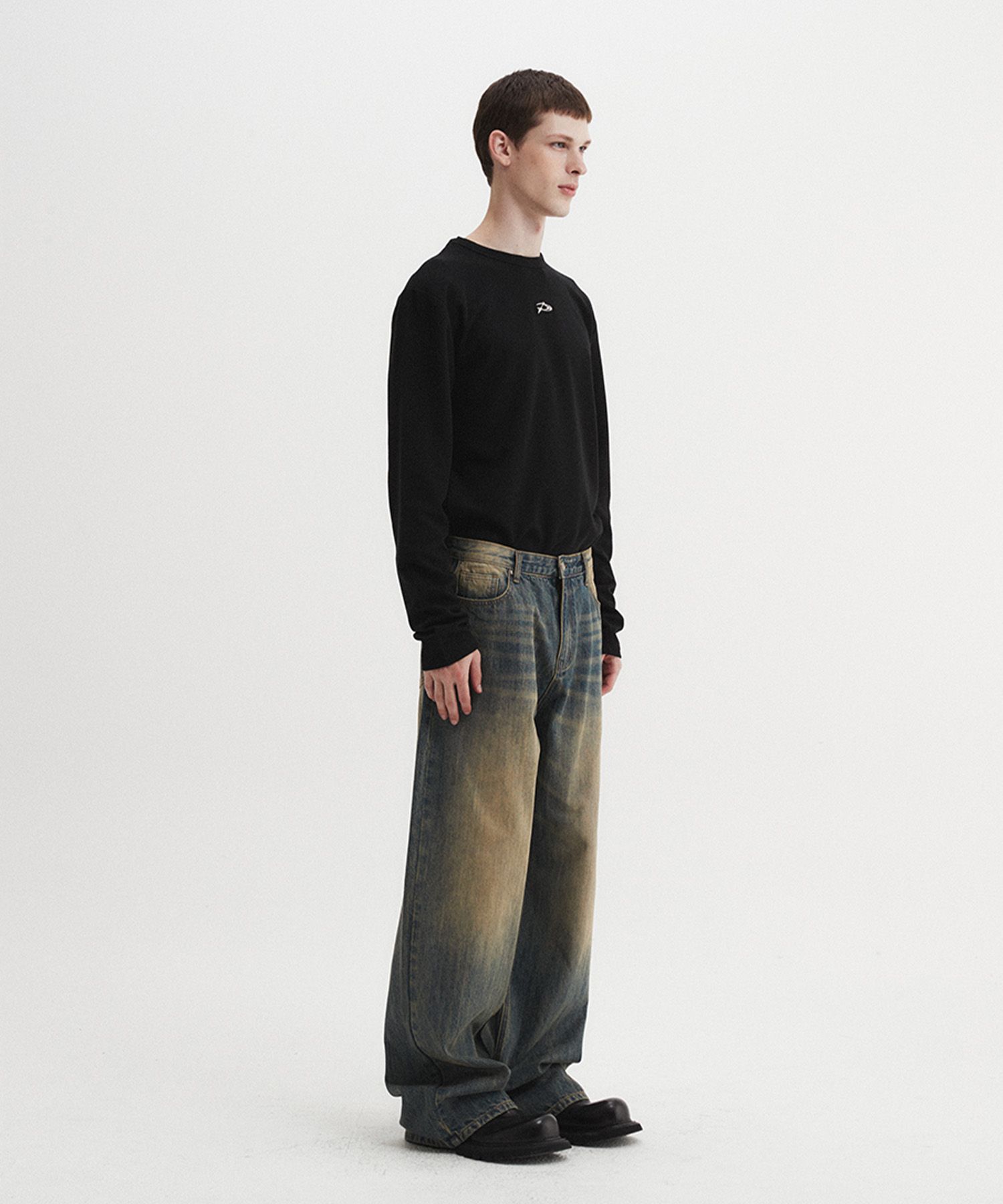 MUSINSA | DNSR Signature Wide Denim Pants Mud