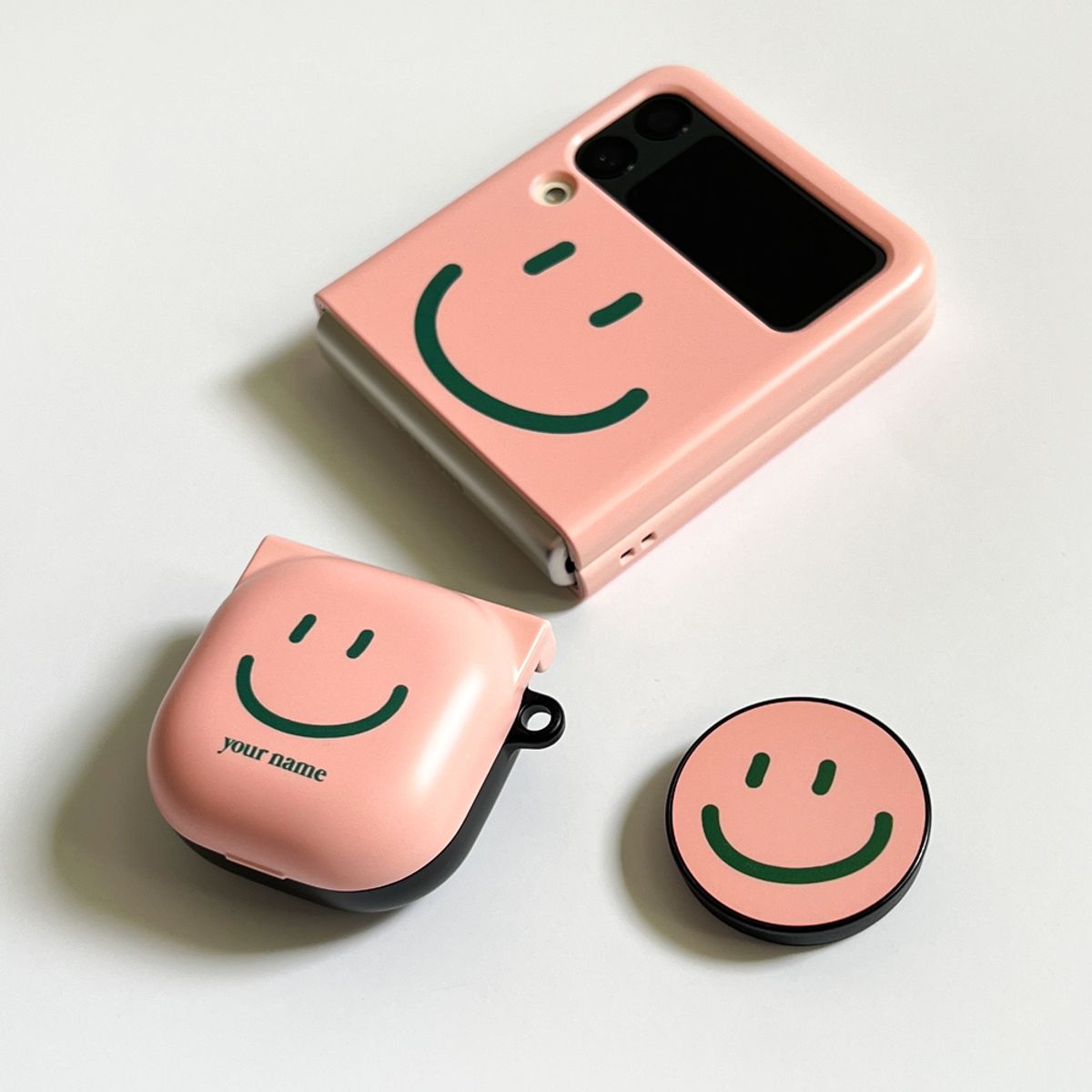 에이쓰리비쓰리(A3B3) (Buds 2/Live/Pro Case) Smile Pink 스마일 핑크 버즈2 라이브 프로 케이스