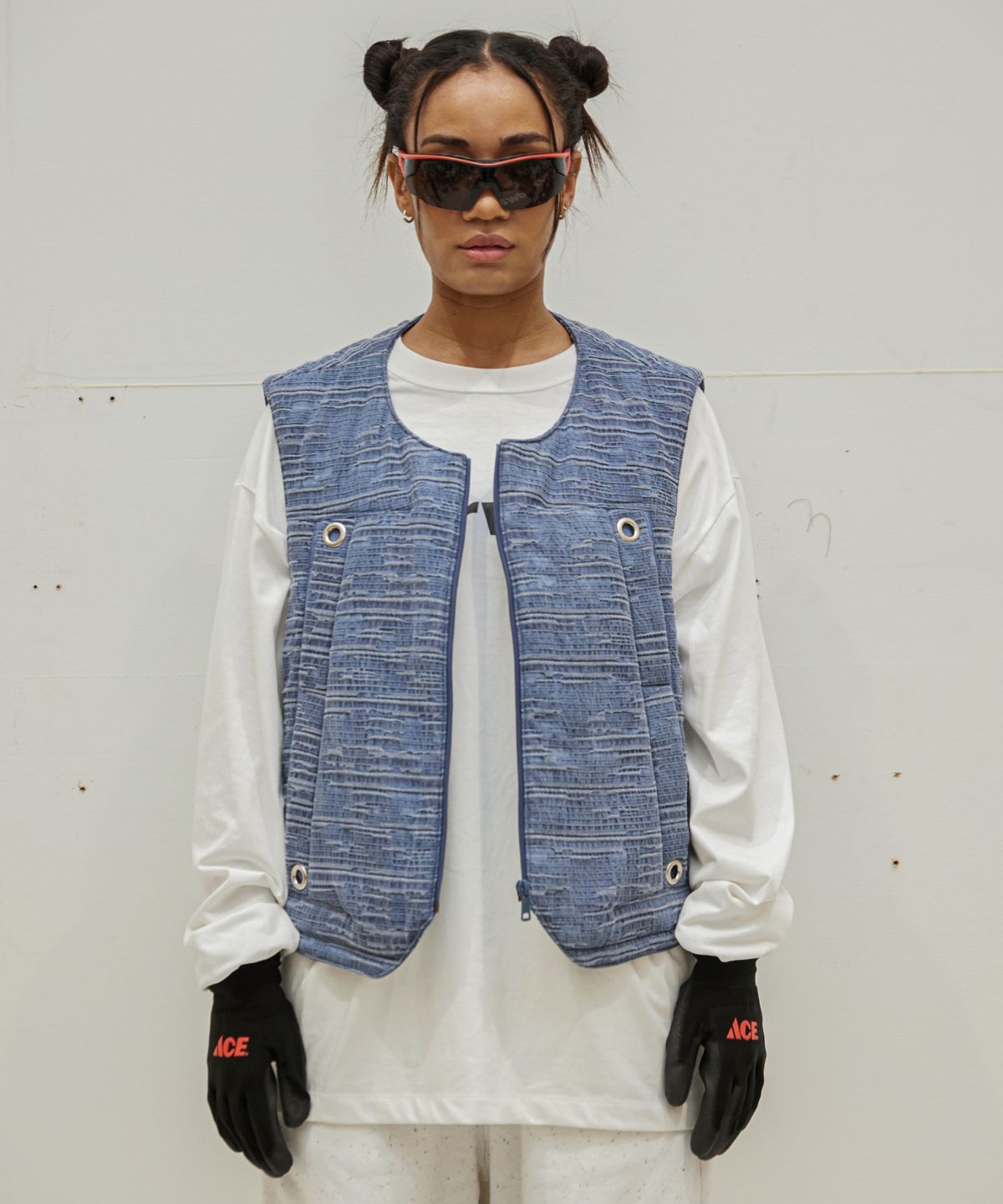 이스트서비스샵(eastserviceshop) Linen Dyed Padded Vest - Blue