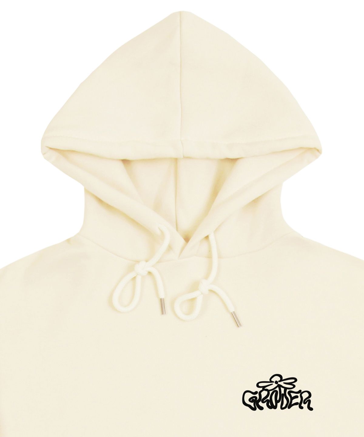 그레이버(GRAVER) [UNISEX]웨이브 로고 플라워 후드티_크림