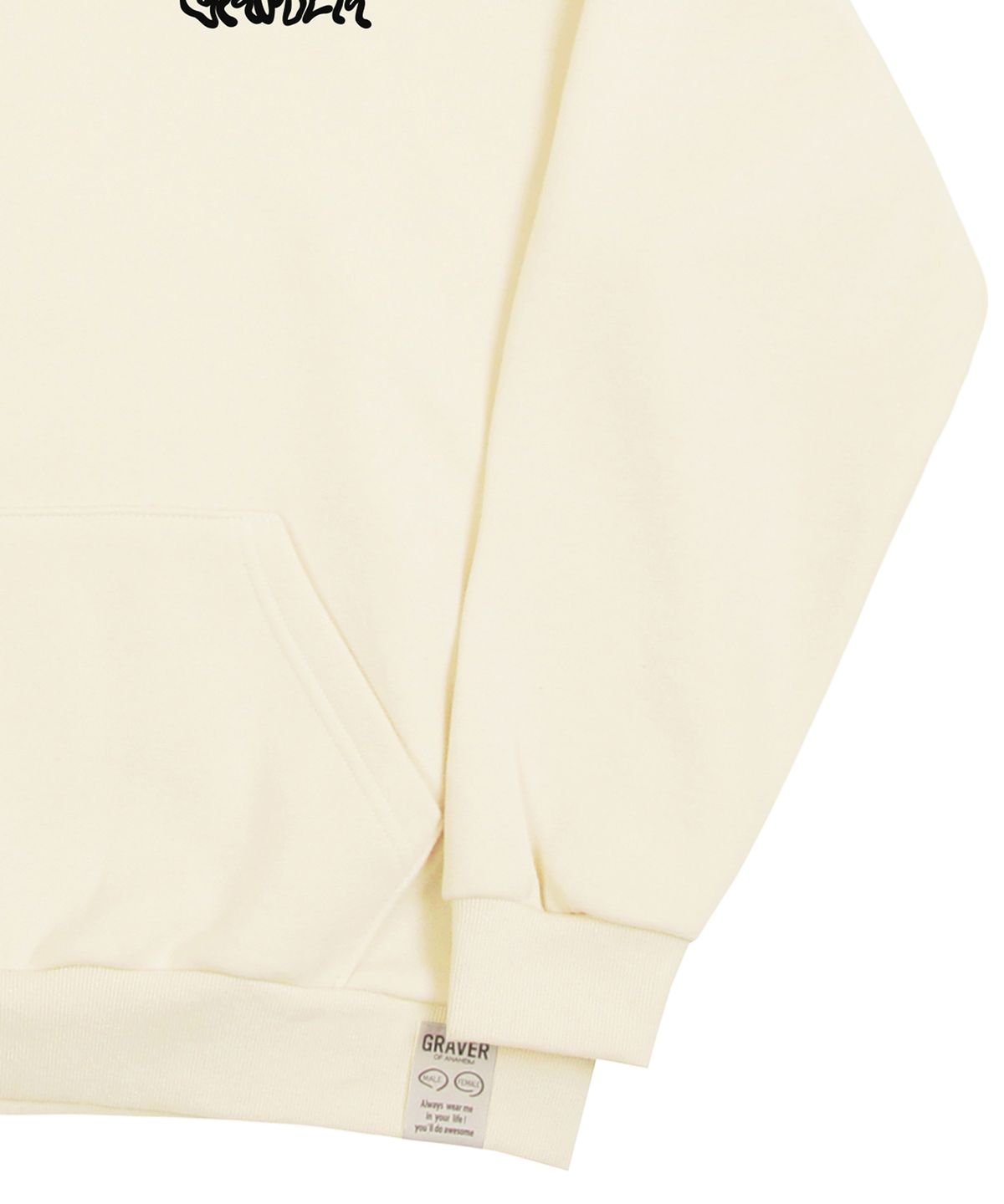 그레이버(GRAVER) [UNISEX]웨이브 로고 플라워 후드티_크림