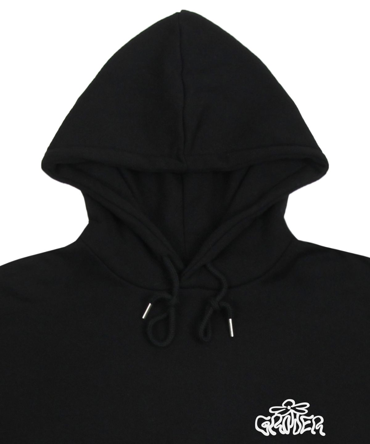 그레이버(GRAVER) [UNISEX]웨이브 로고 플라워 후드티_블랙