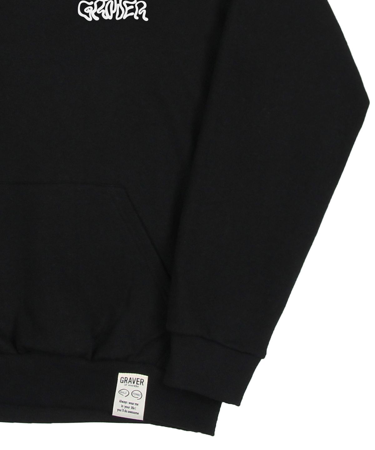 그레이버(GRAVER) [UNISEX]웨이브 로고 플라워 후드티_블랙