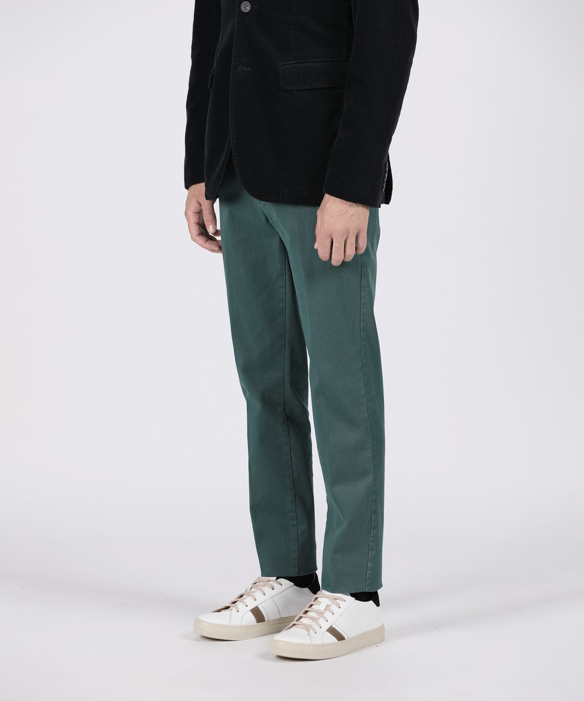 빠니깔레(PANICALE) 그린 슬림핏 다잉 면 팬츠