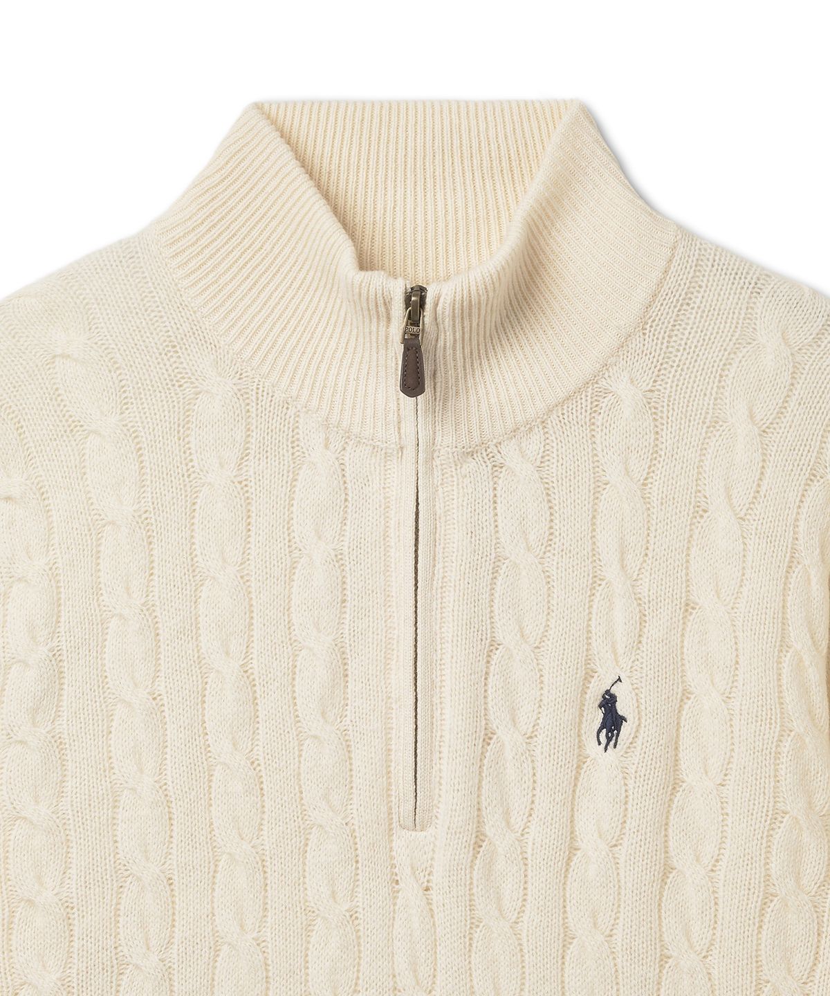 폴로 랄프 로렌(POLO RALPH LAUREN) 케이블 니트 울 캐시미어 지퍼 스웨터 - 아이보리