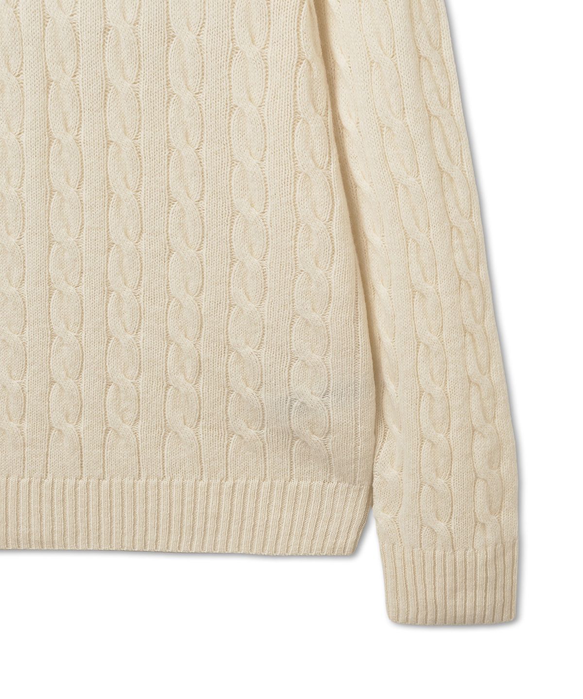 폴로 랄프 로렌(POLO RALPH LAUREN) 케이블 니트 울 캐시미어 지퍼 스웨터 - 아이보리