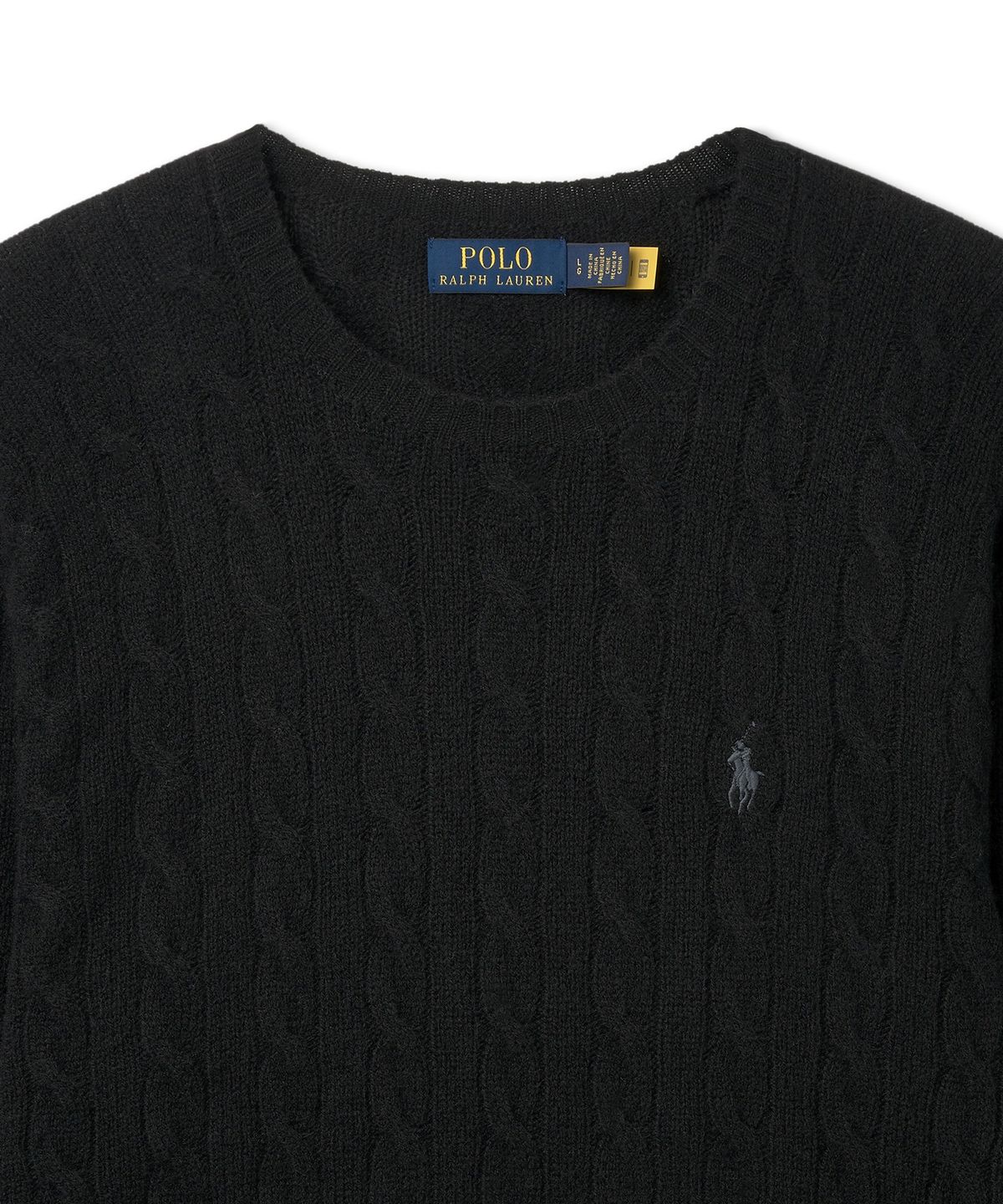 폴로 랄프 로렌(POLO RALPH LAUREN) 케이블 니트 울 캐시미어 스웨터 - 블랙