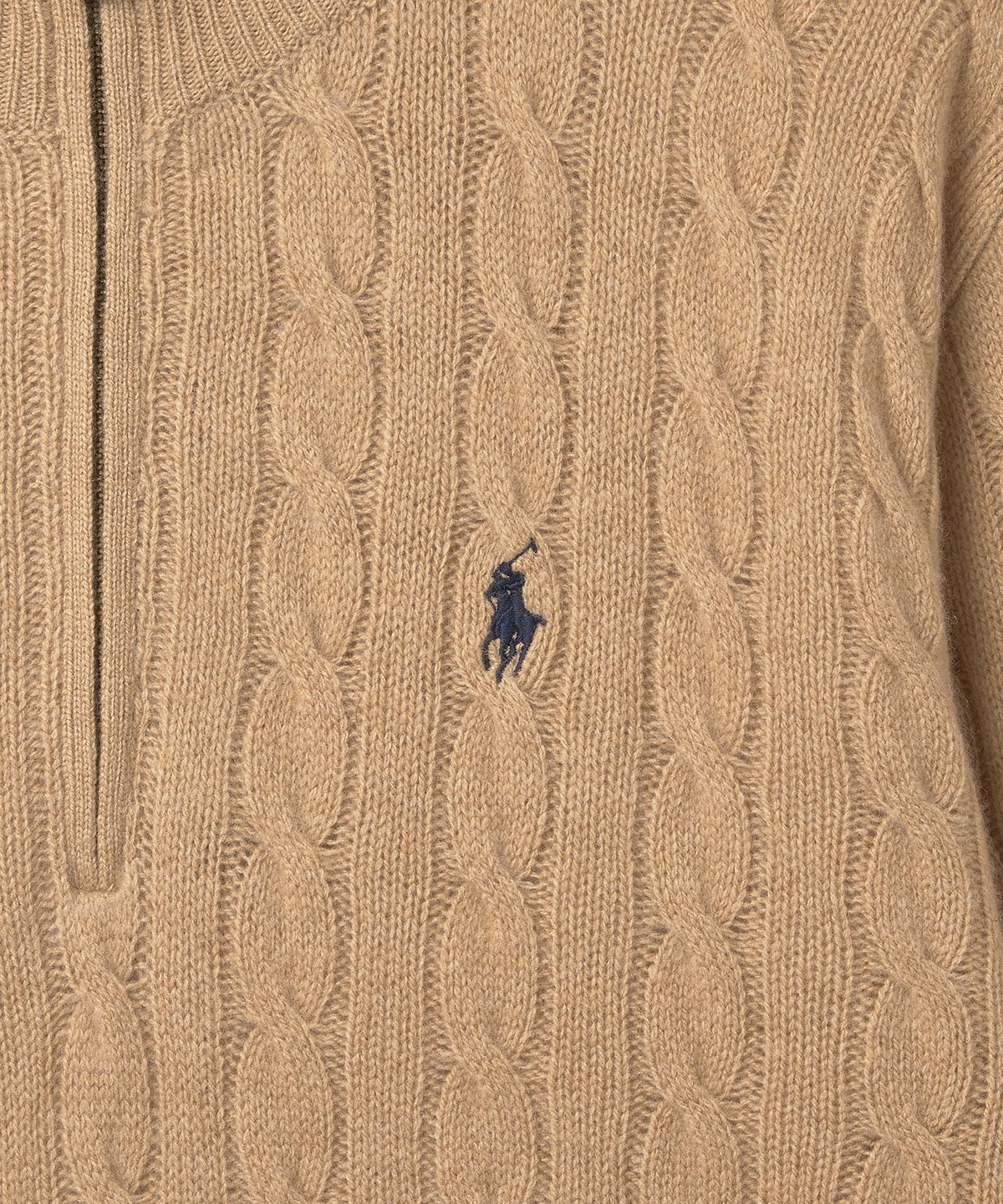 폴로 랄프 로렌(POLO RALPH LAUREN) 케이블 니트 울 캐시미어 지퍼 스웨터 - 브라운