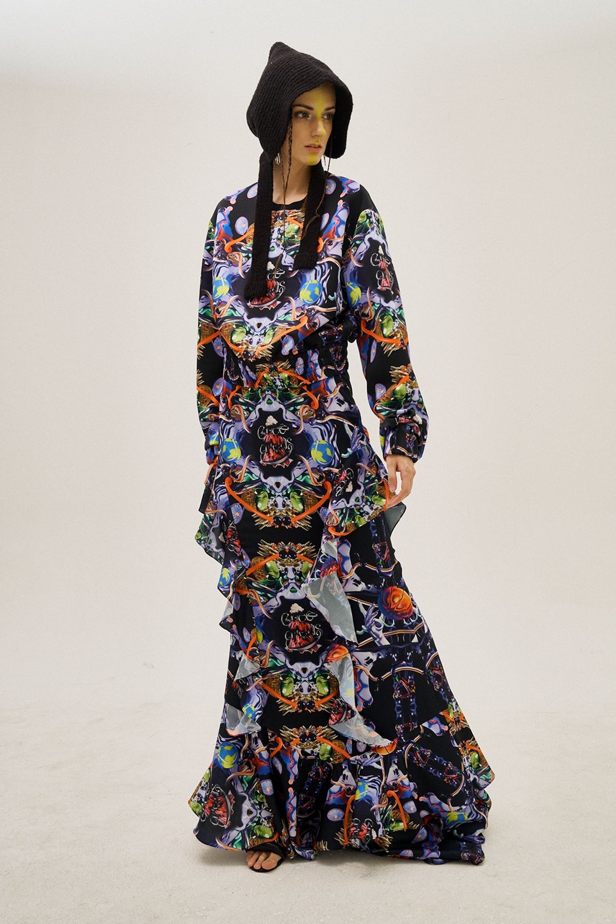 그리디어스(GREEDILOUS) Electric Spider Floor-Length Ruffle Skirt