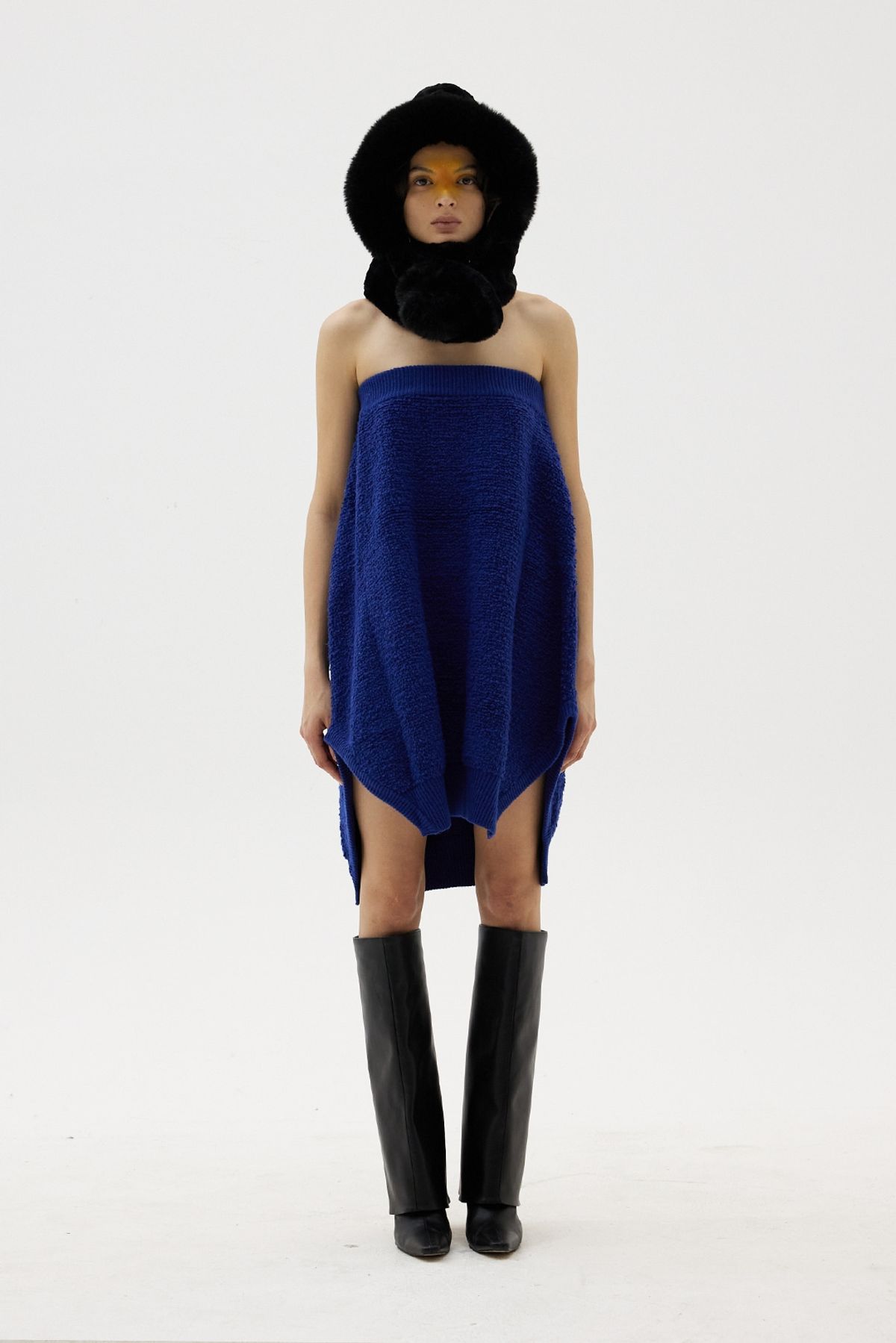 그리디어스(GREEDILOUS) Hankercheif Hem Textured Skirt-Dress Blue