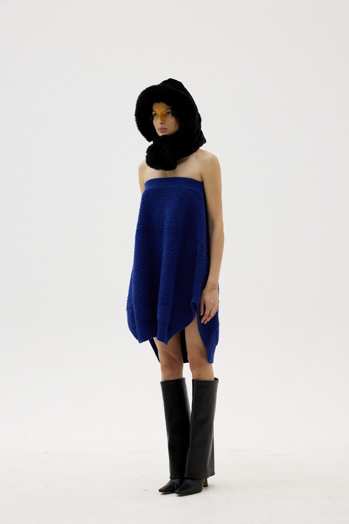 그리디어스(GREEDILOUS) Hankercheif Hem Textured Skirt-Dress Blue