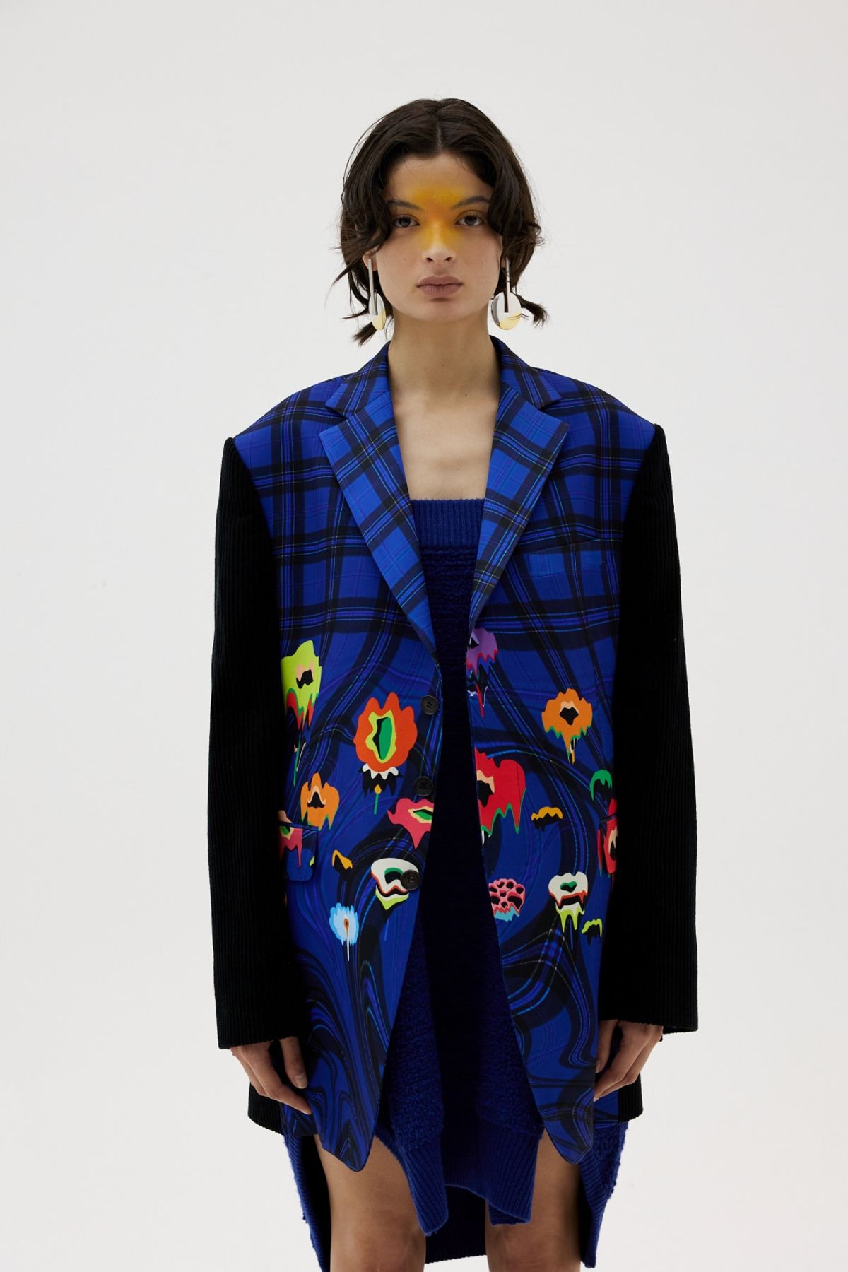 그리디어스(GREEDILOUS) Melting Flowers And Checks Contrast Blazer