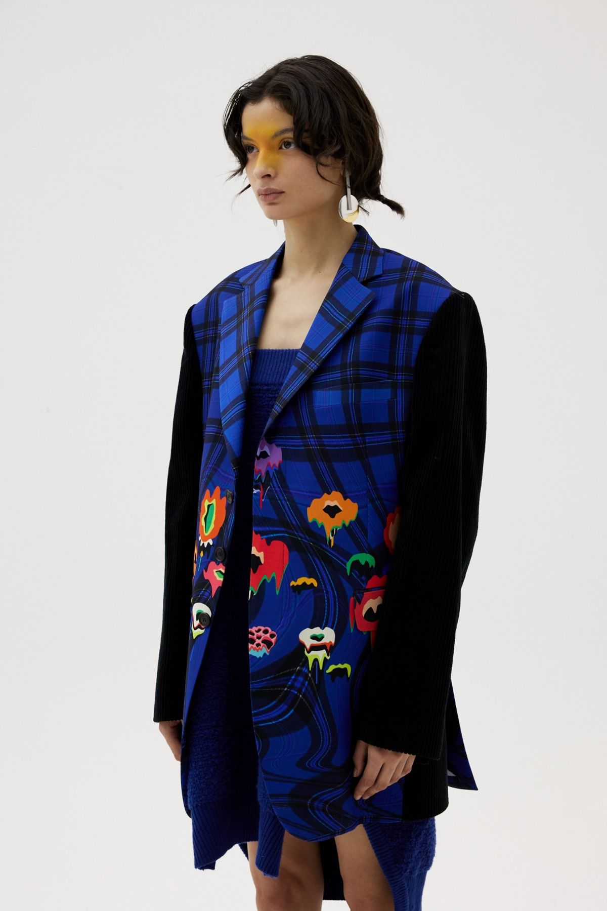 그리디어스(GREEDILOUS) Melting Flowers And Checks Contrast Blazer