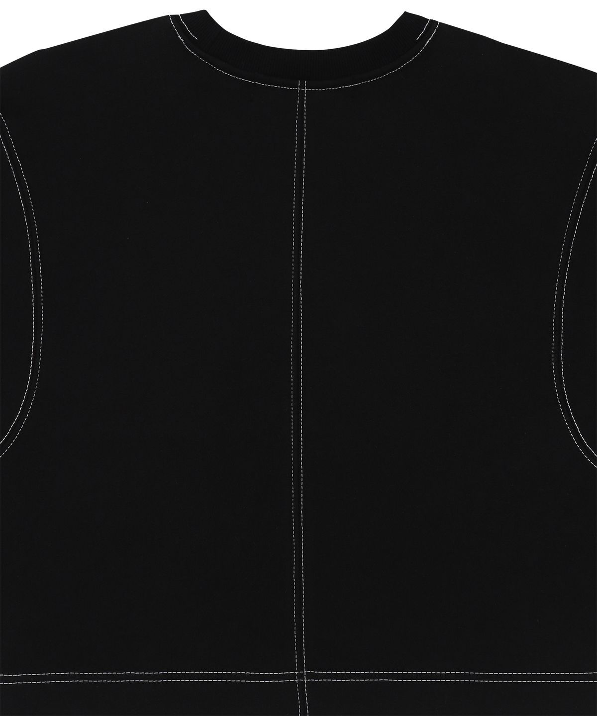 트리밍버드(TREEMINGBIRD) Stitched Semi-Cropped Tee [ Black ]