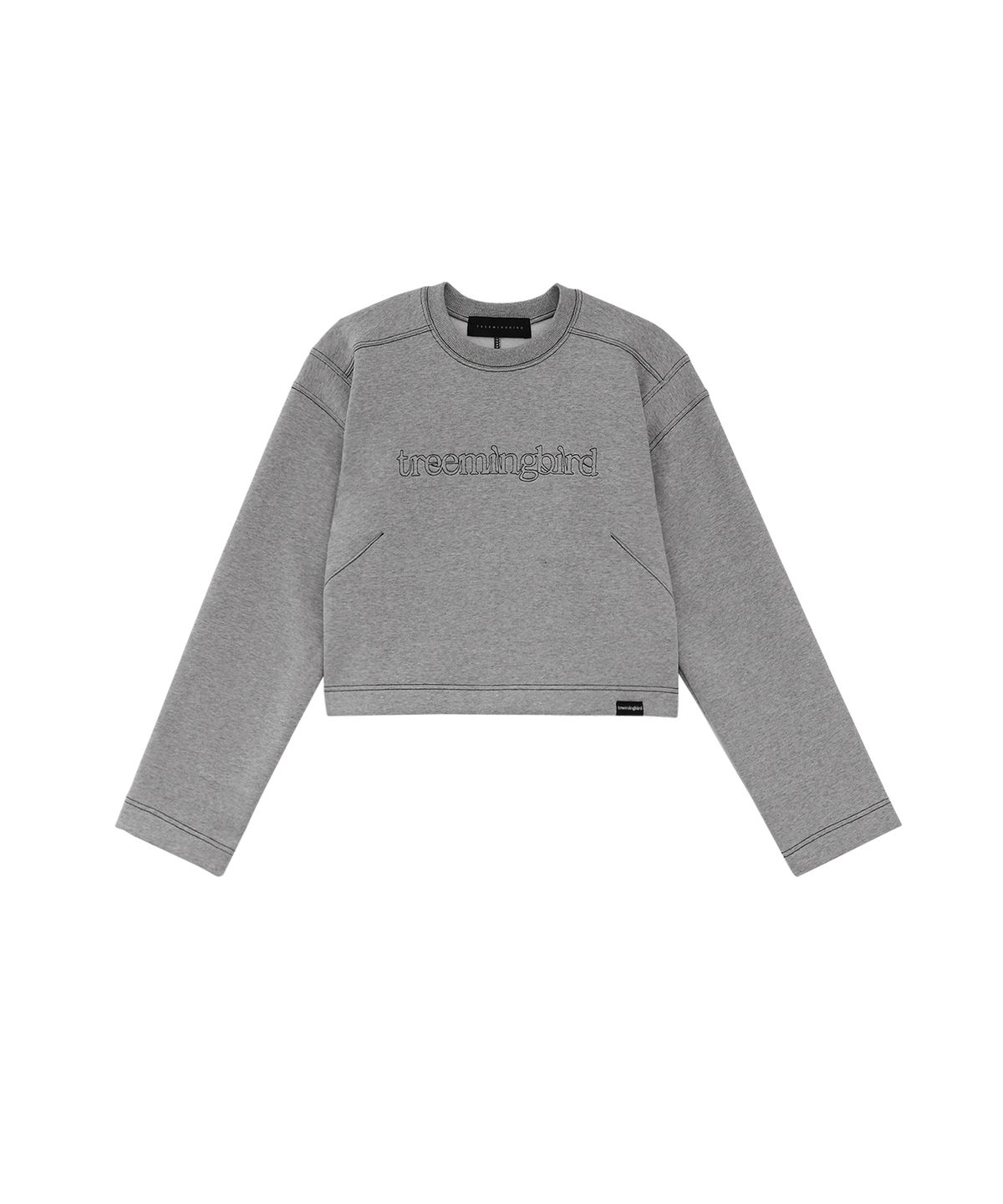트리밍버드(TREEMINGBIRD) Stitched Semi-Cropped Tee [ Gray ]