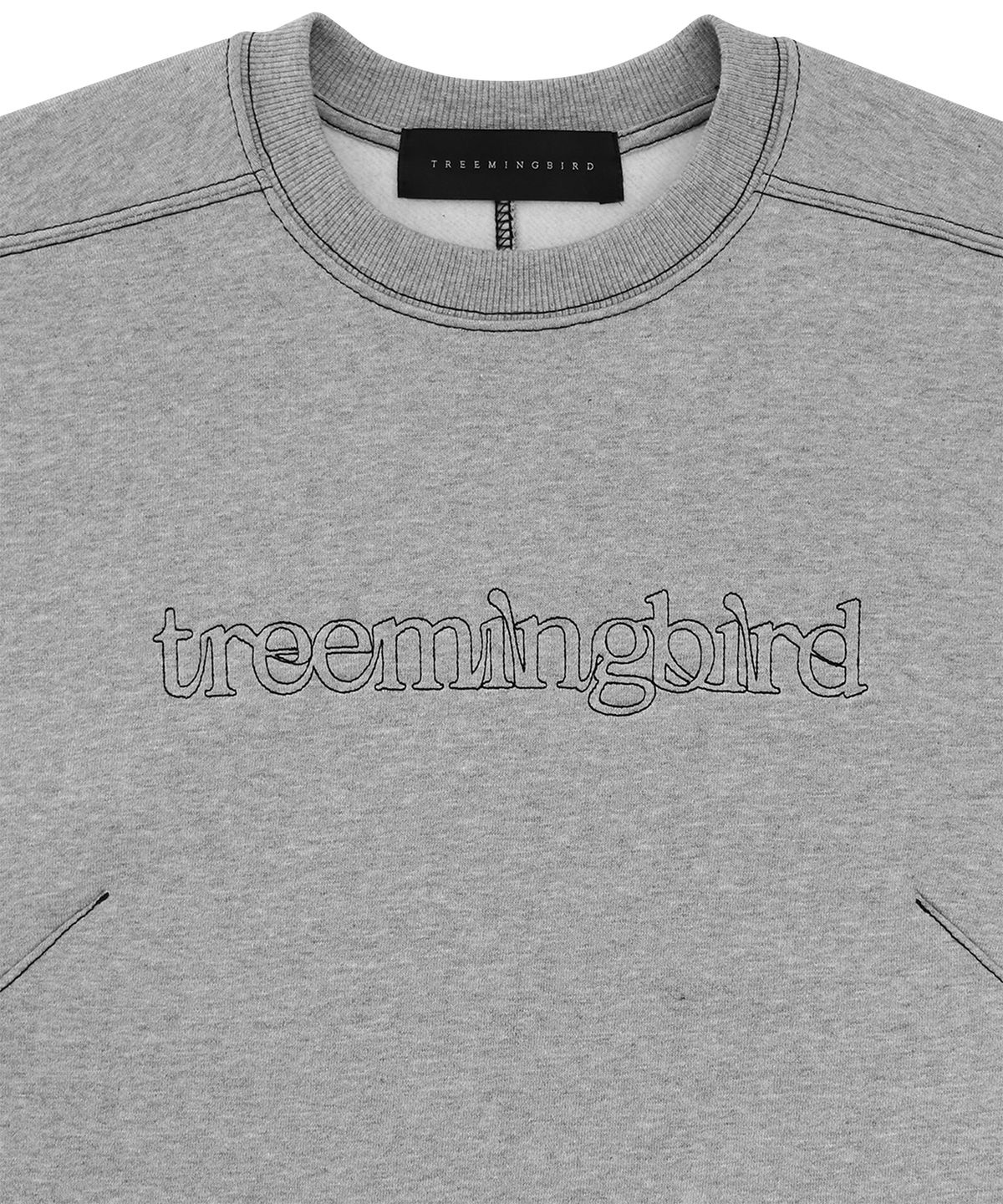 트리밍버드(TREEMINGBIRD) Stitched Semi-Cropped Tee [ Gray ]