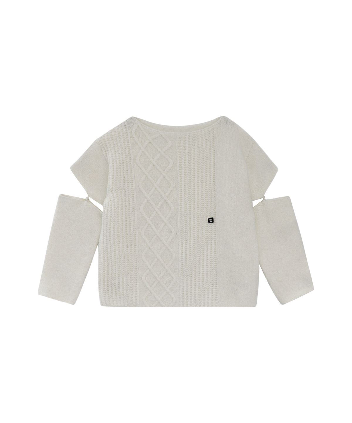 트리밍버드(TREEMINGBIRD) Sleeve Slit Boat Neck Knit [ Ivory ]