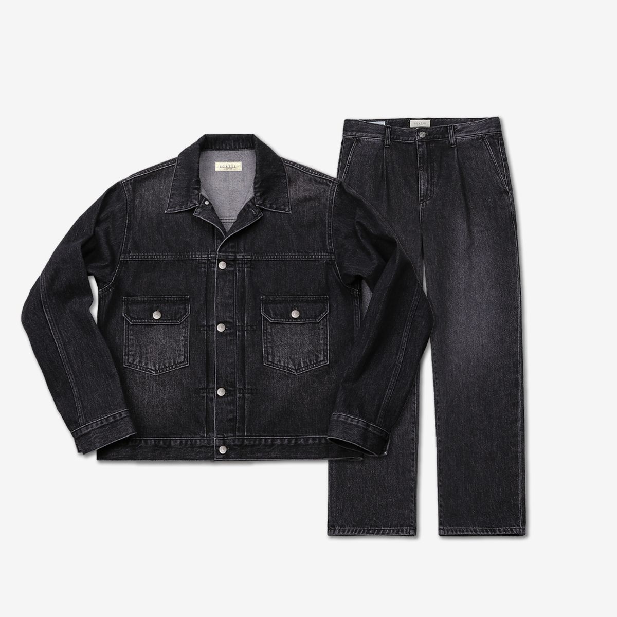 솔티(SORTIE) Cone denim One Pleats Trousers (Black)