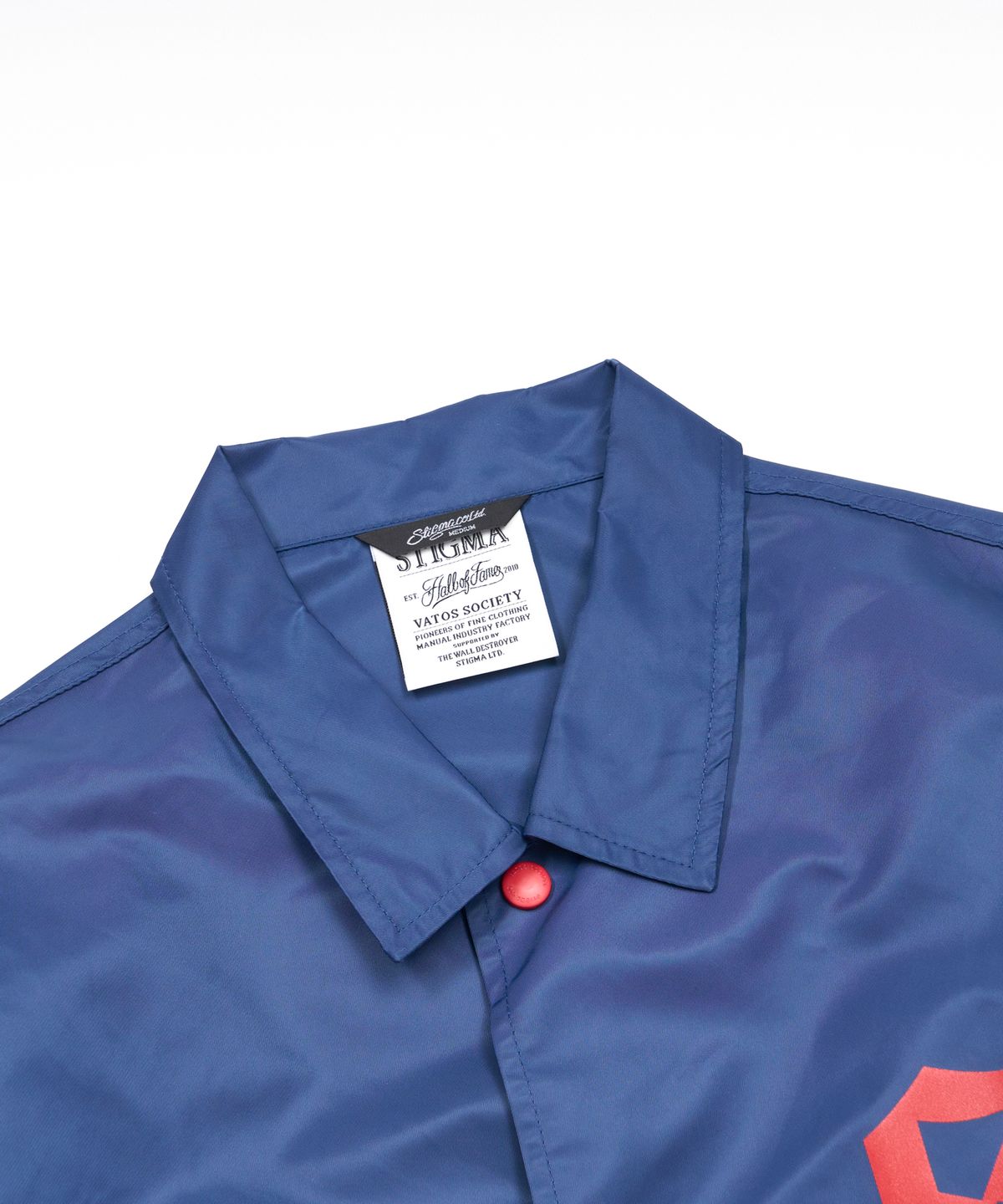 스티그마(STIGMA) OLD LETTER OVERSIZED COACH JACKET BLUE