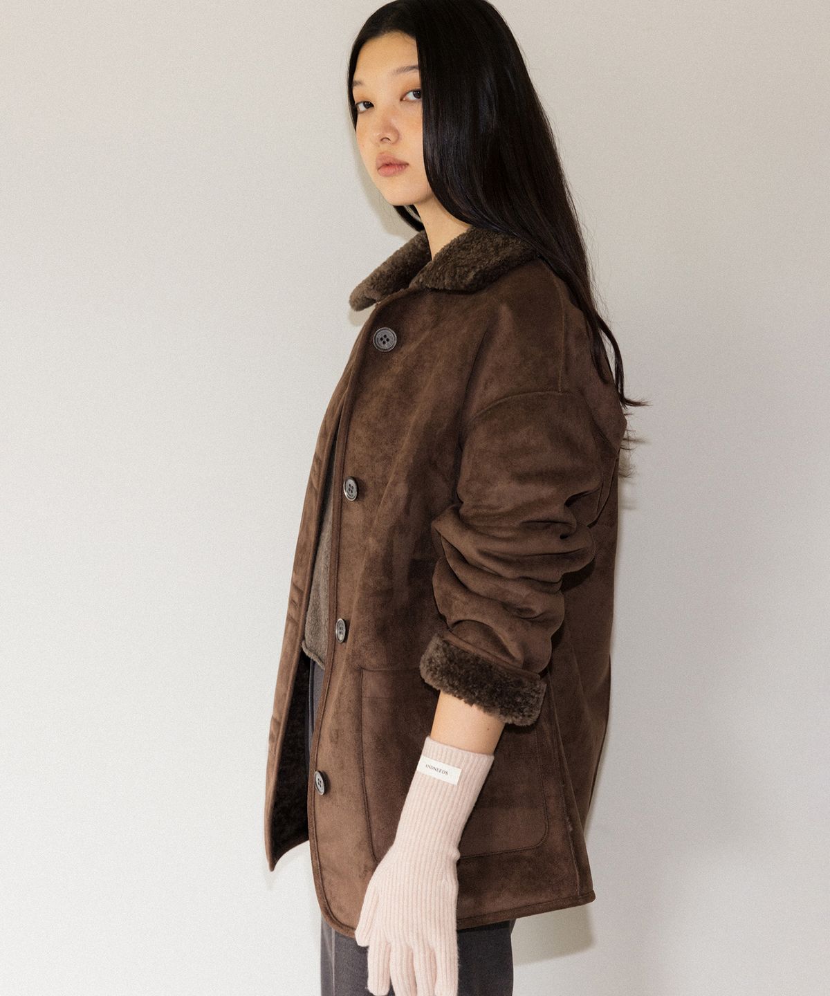 앤니즈(ANDNEEDS) Reversible shearling jacket (brown)