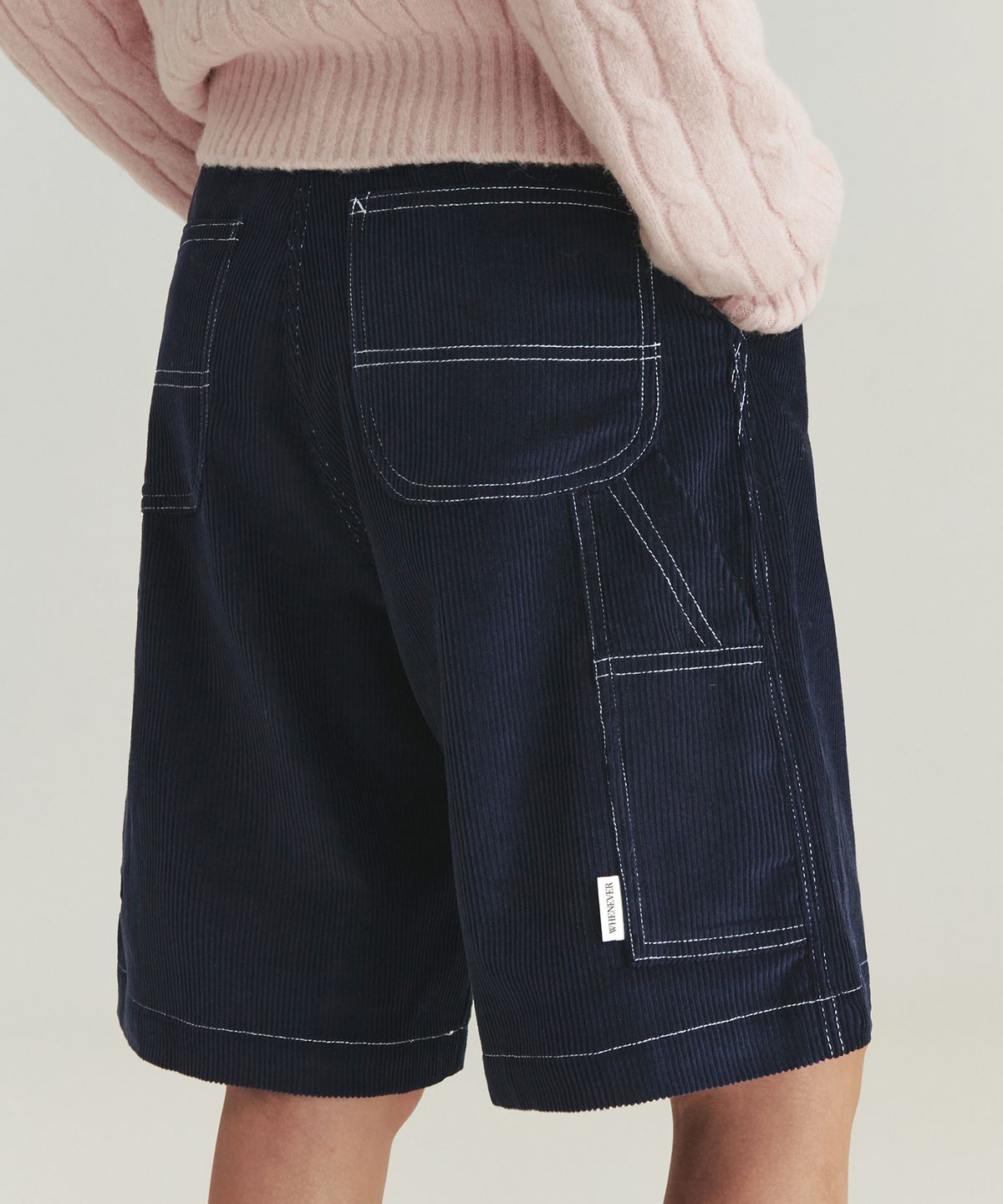 르바(LEVAR) Corduroy Carpenter Half Pants - Navy