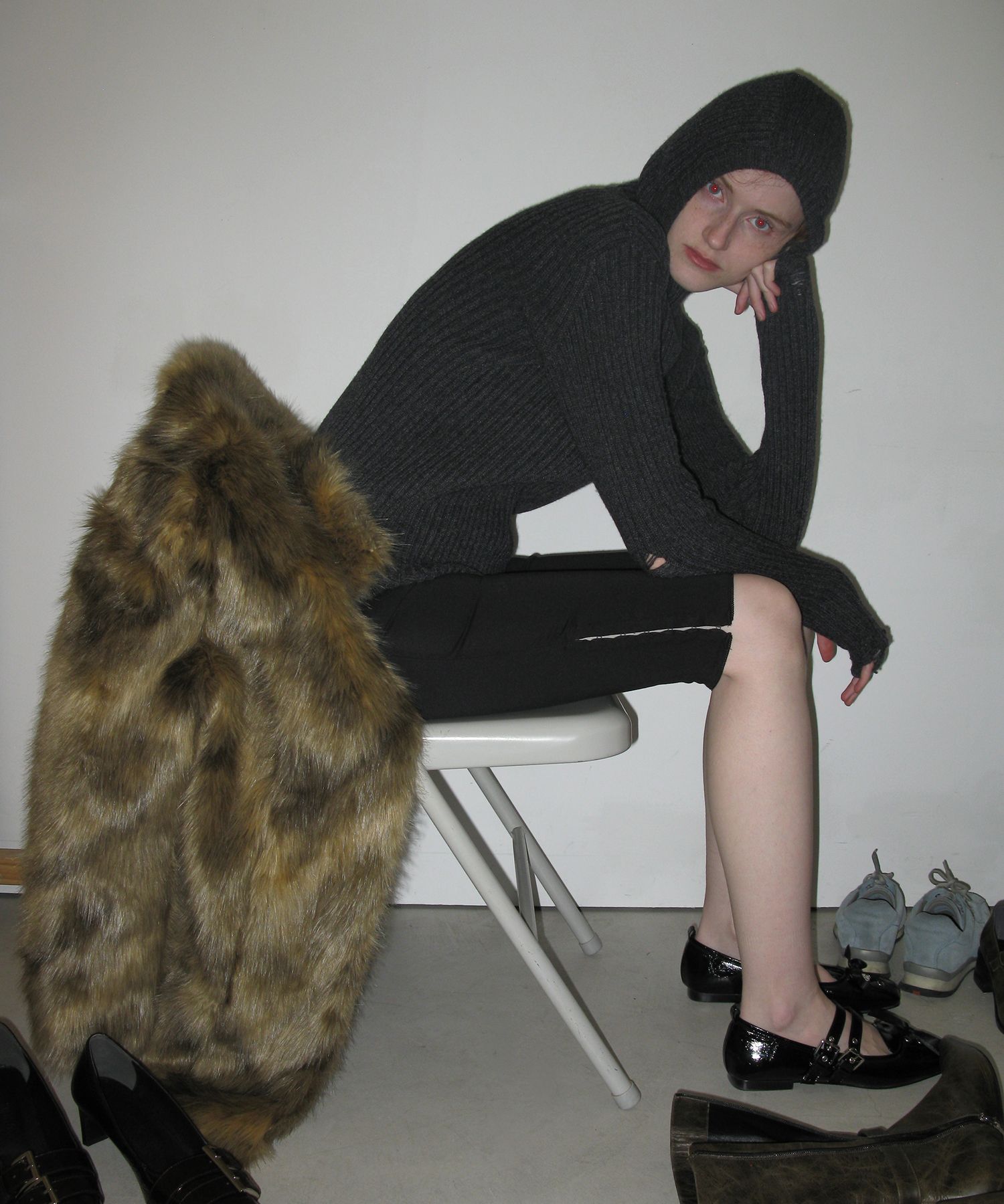 MUSINSA公式 | PARTIMENTO WOMEN ヘアリー ハイネックファーコート_