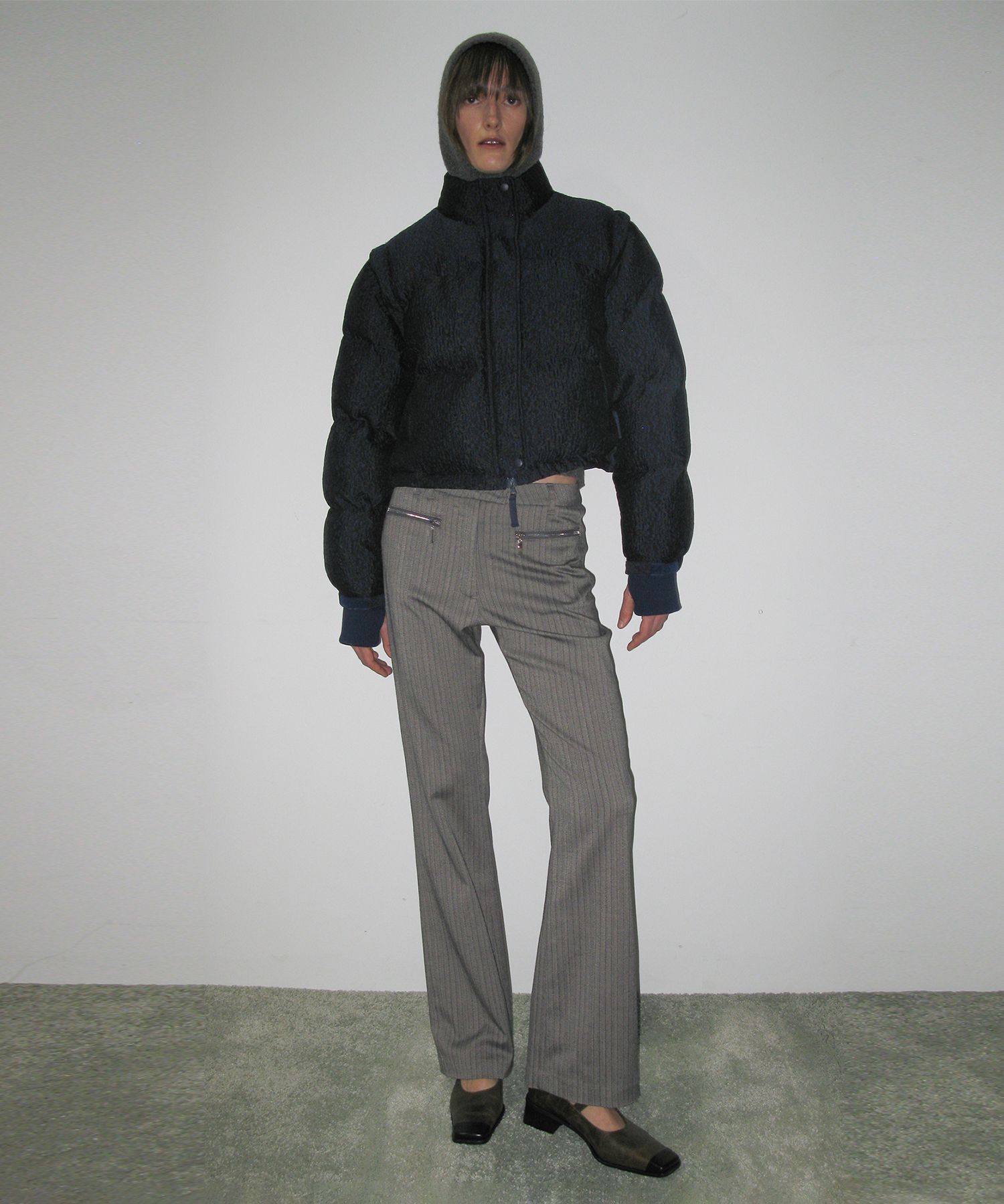 MUSINSA | PARTIMENTO WOMEN 2WAY Crop Puffer Jacket_Navy