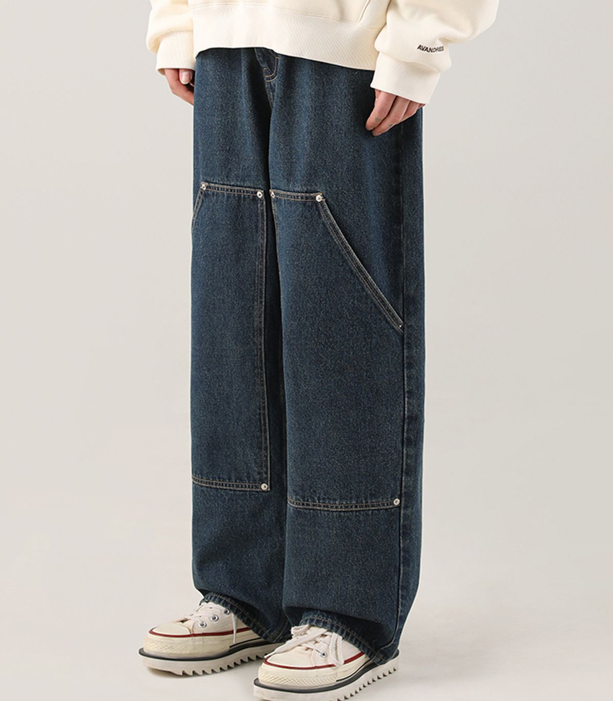 어반드레스(AVANDRESS) Carpenter Pocket Denim Pants BLACK