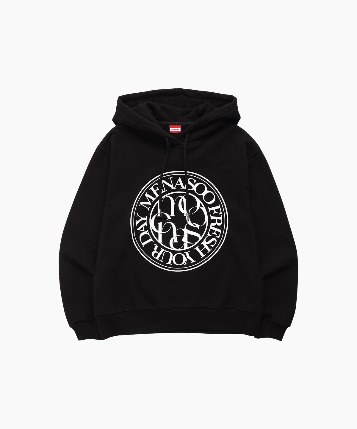 미나수(MENASOO) UNISEX CIRCLE LOGO HOODIE_BK
