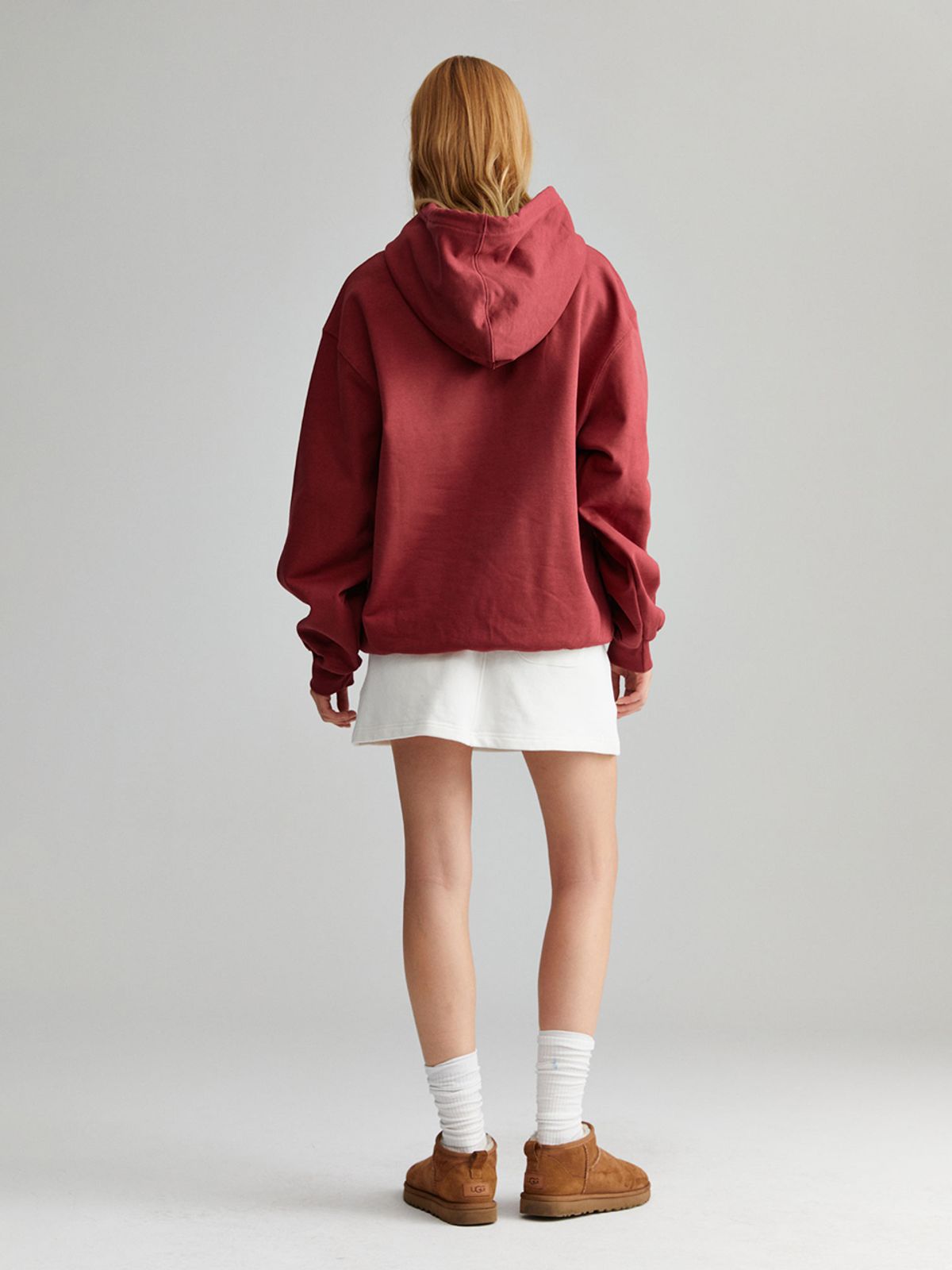 미나수(MENASOO) UNISEX CIRCLE LOGO HOODIE_RED