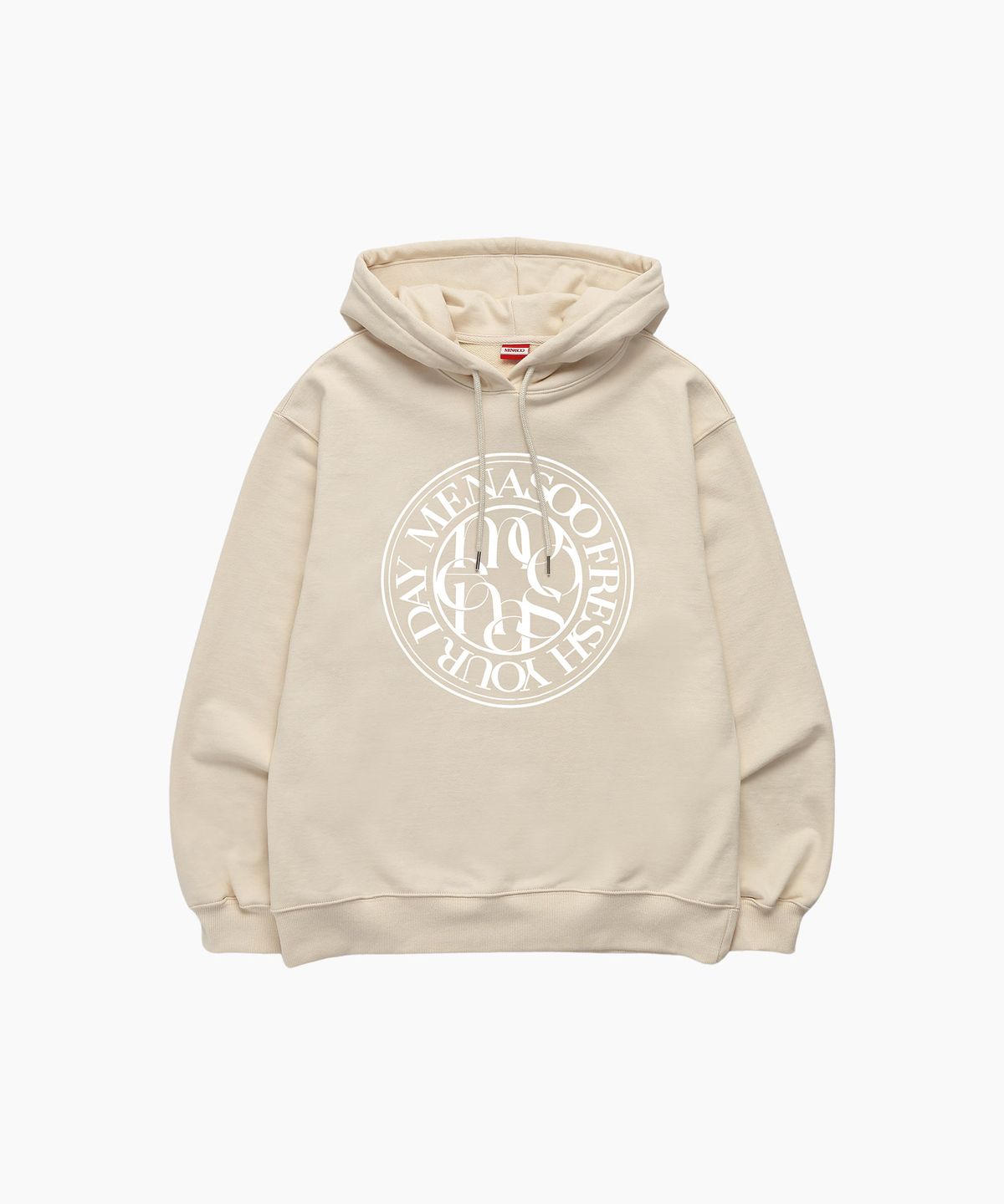 미나수(MENASOO) UNISEX CIRCLE LOGO HOODIE_IVORY