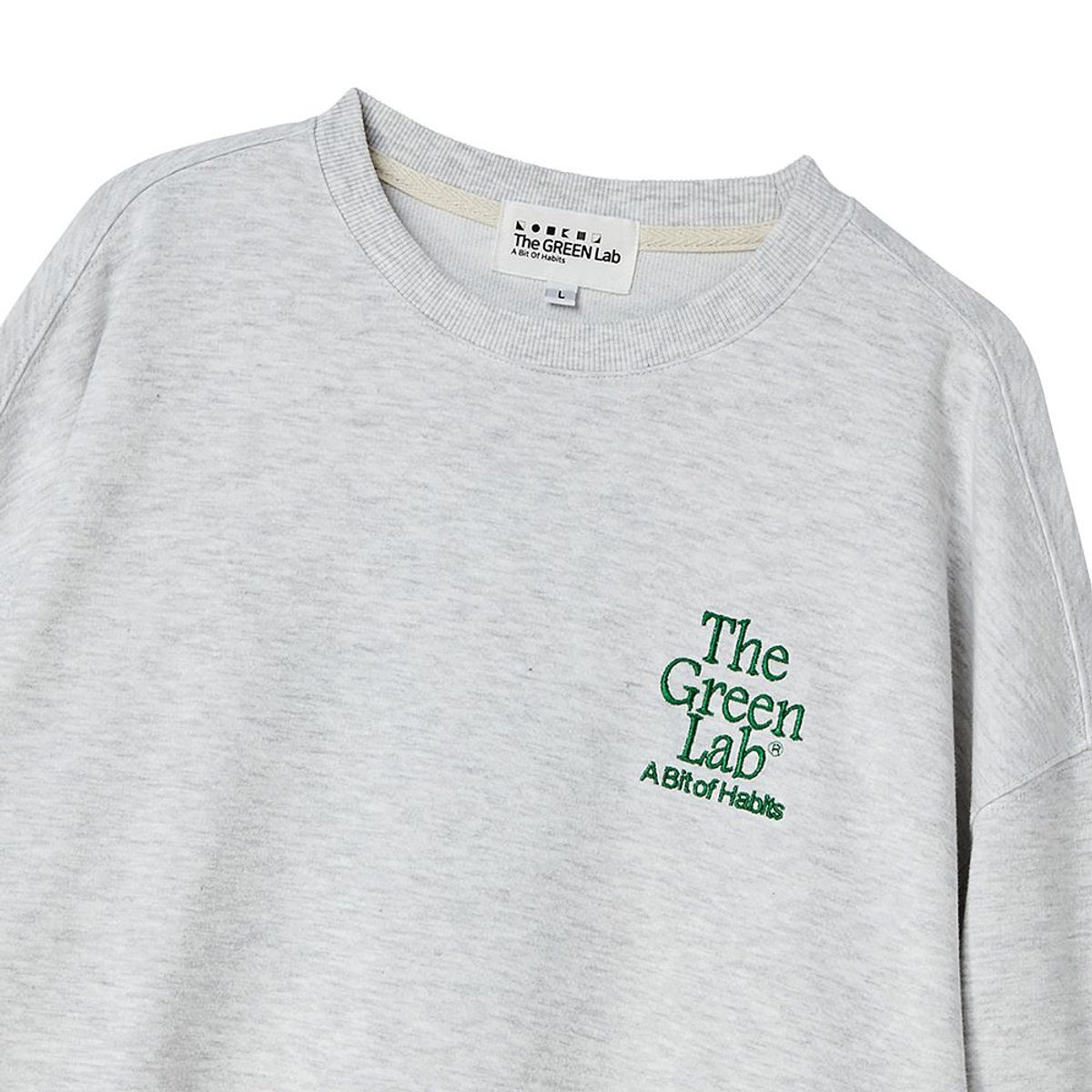 더그린랩(THE GREEN LAB) 에센셜 자수 스웻셔츠 [화이트멜란지]