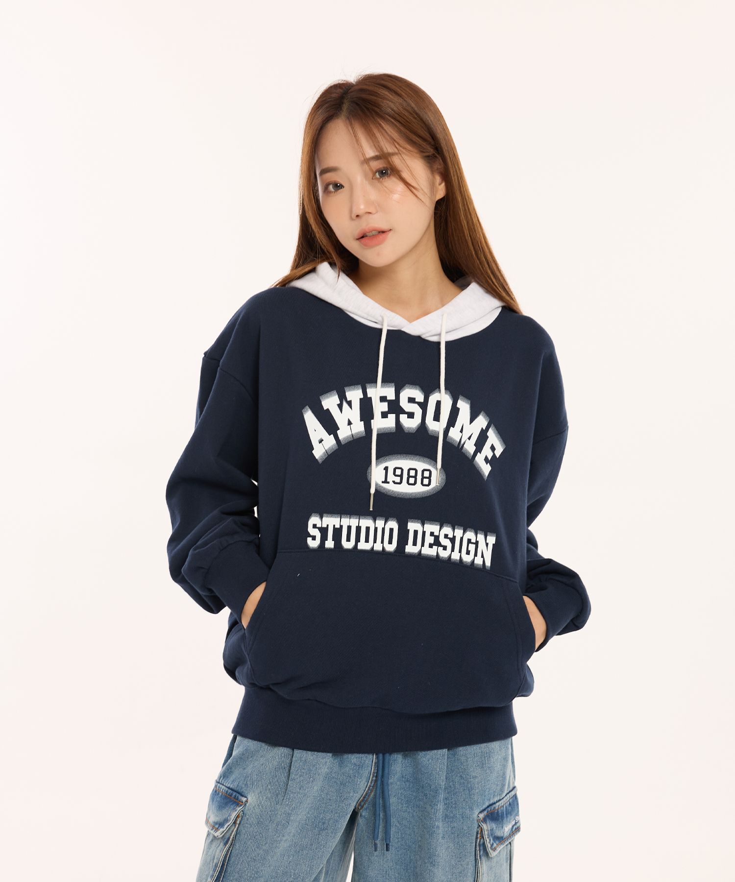 MUSINSA | AWESOME STUDIO Hood color scheme half-dot graphic