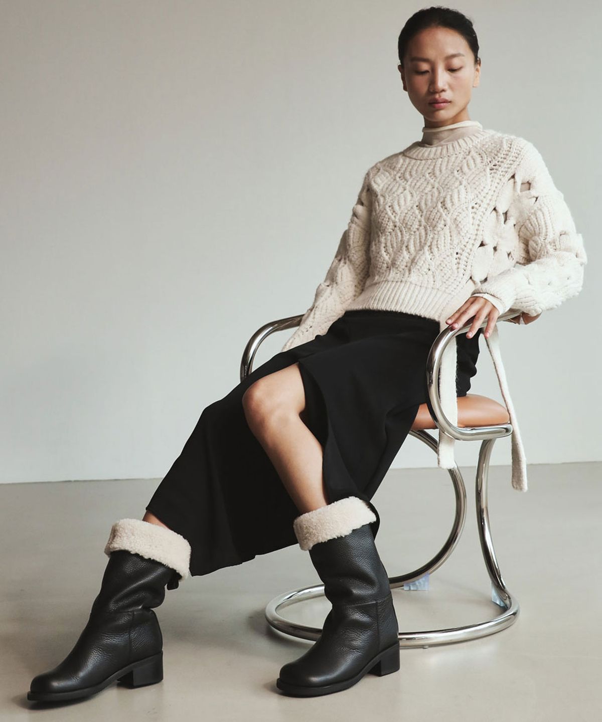 트윗비피(TWVP) 모노 시어링 미들부츠  Mono Shearing Middle Boot 23F32BK